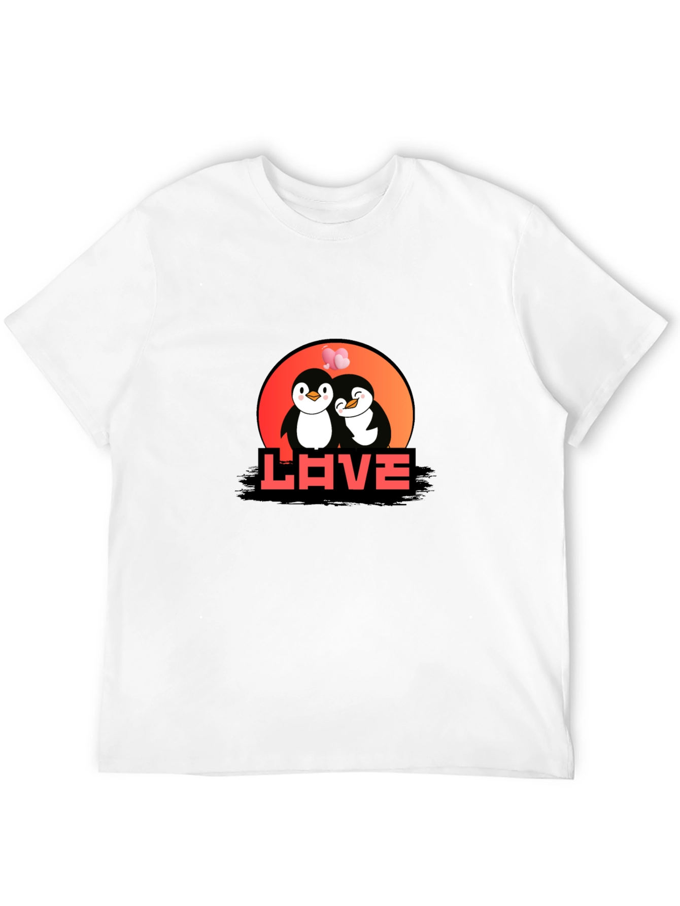 Penguin Love Graphic Tee - Black Casual Shirt