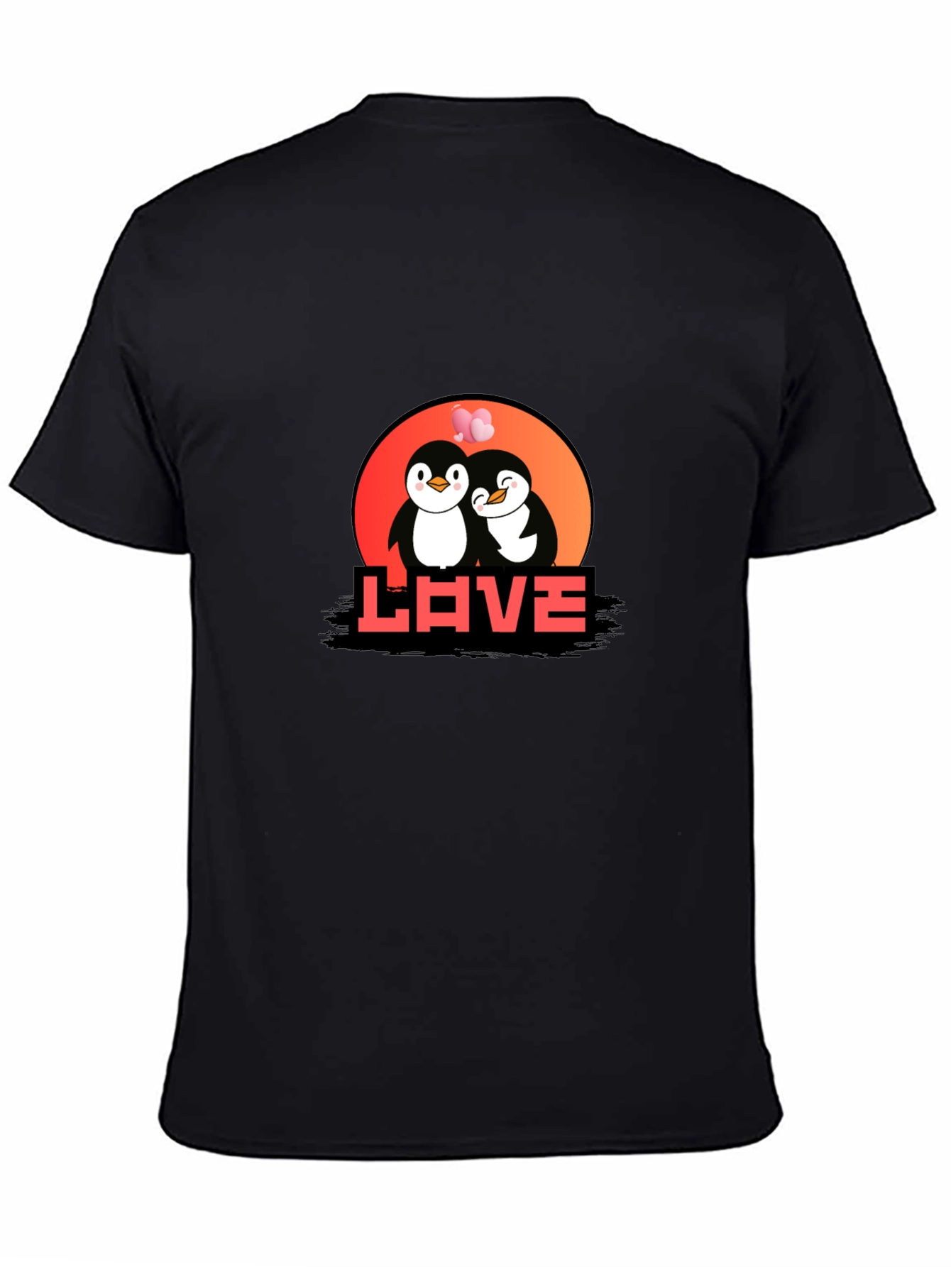 Penguin Love Graphic Tee - Black Casual Shirt