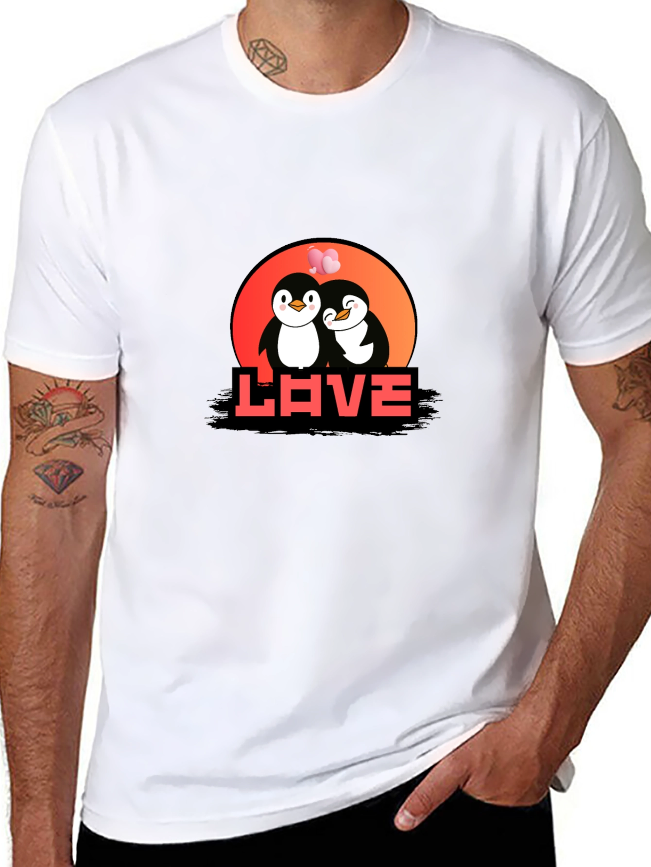 Penguin Love Graphic Tee - Black Casual Shirt