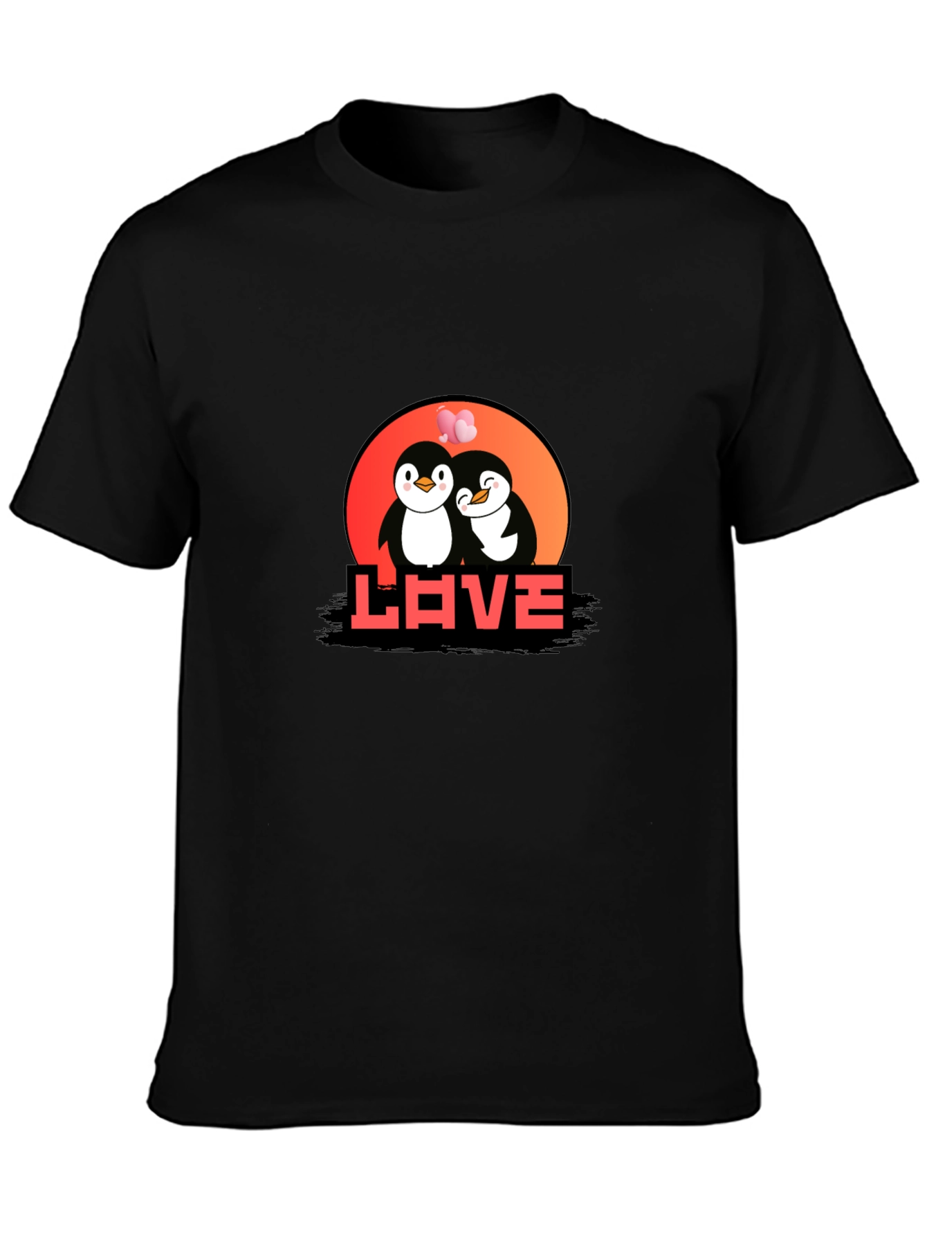 Penguin Love Graphic Tee - Black Casual Shirt