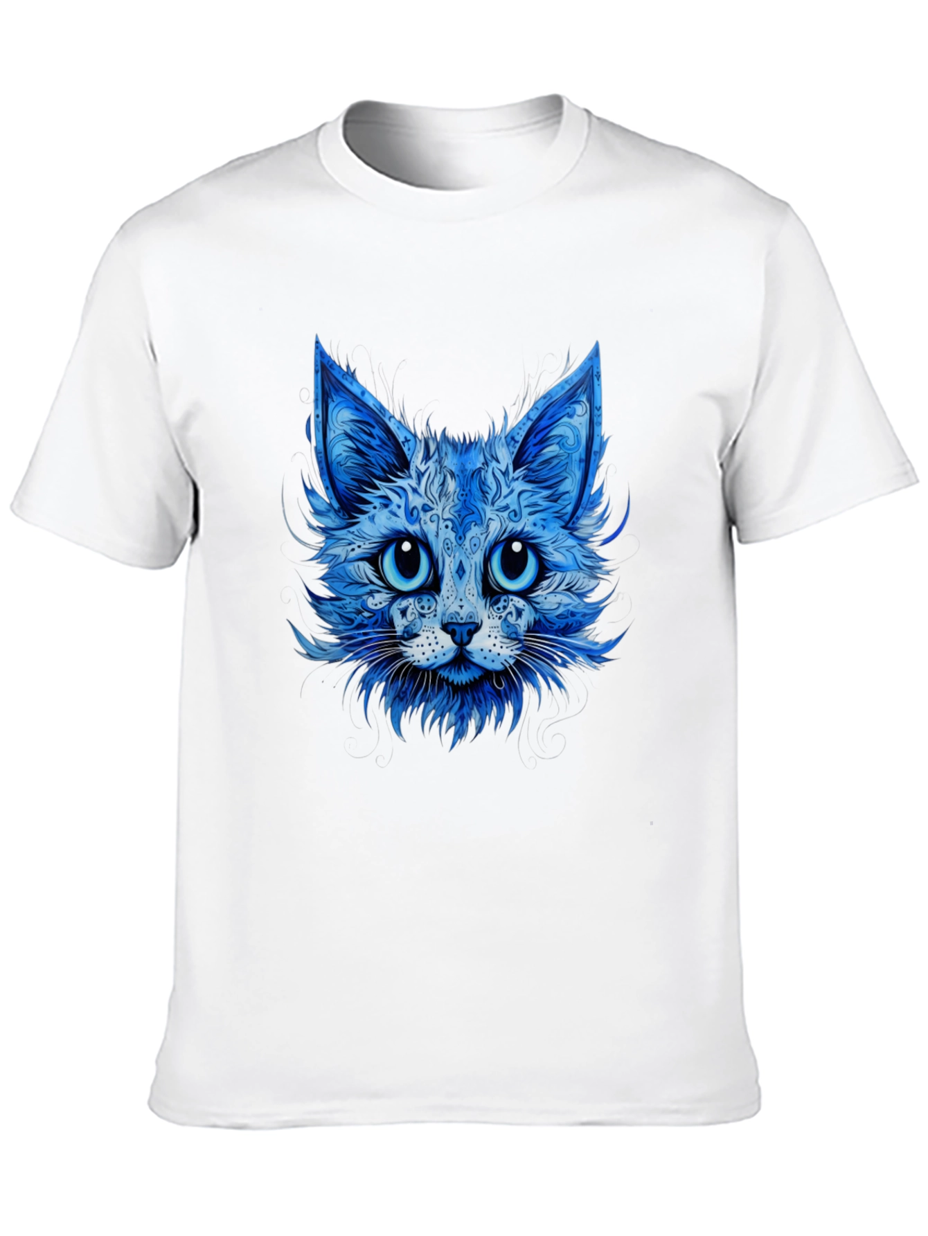 Blue Cat Graphic Tee - Stylish Animal Print T-Shirt