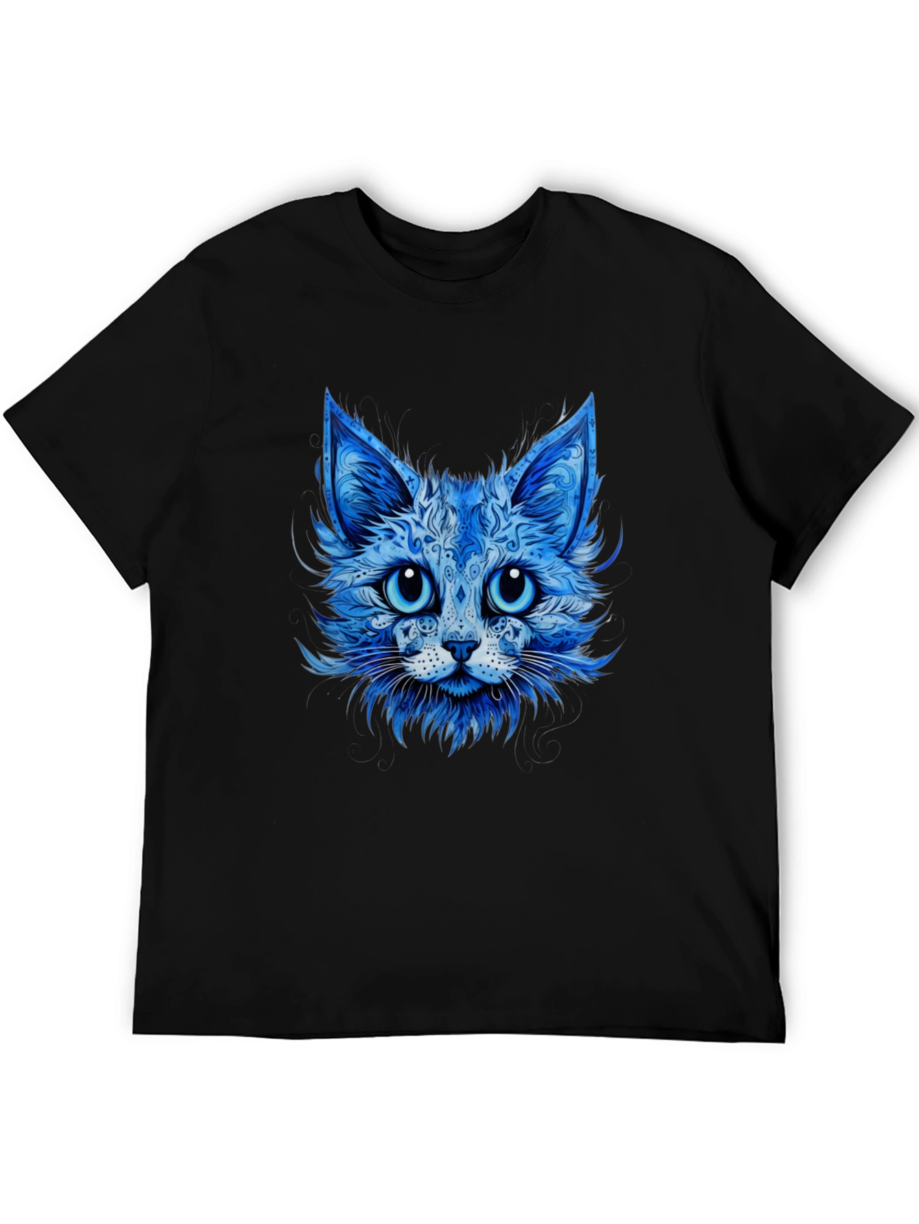 Blue Cat Graphic Tee - Stylish Animal Print T-Shirt