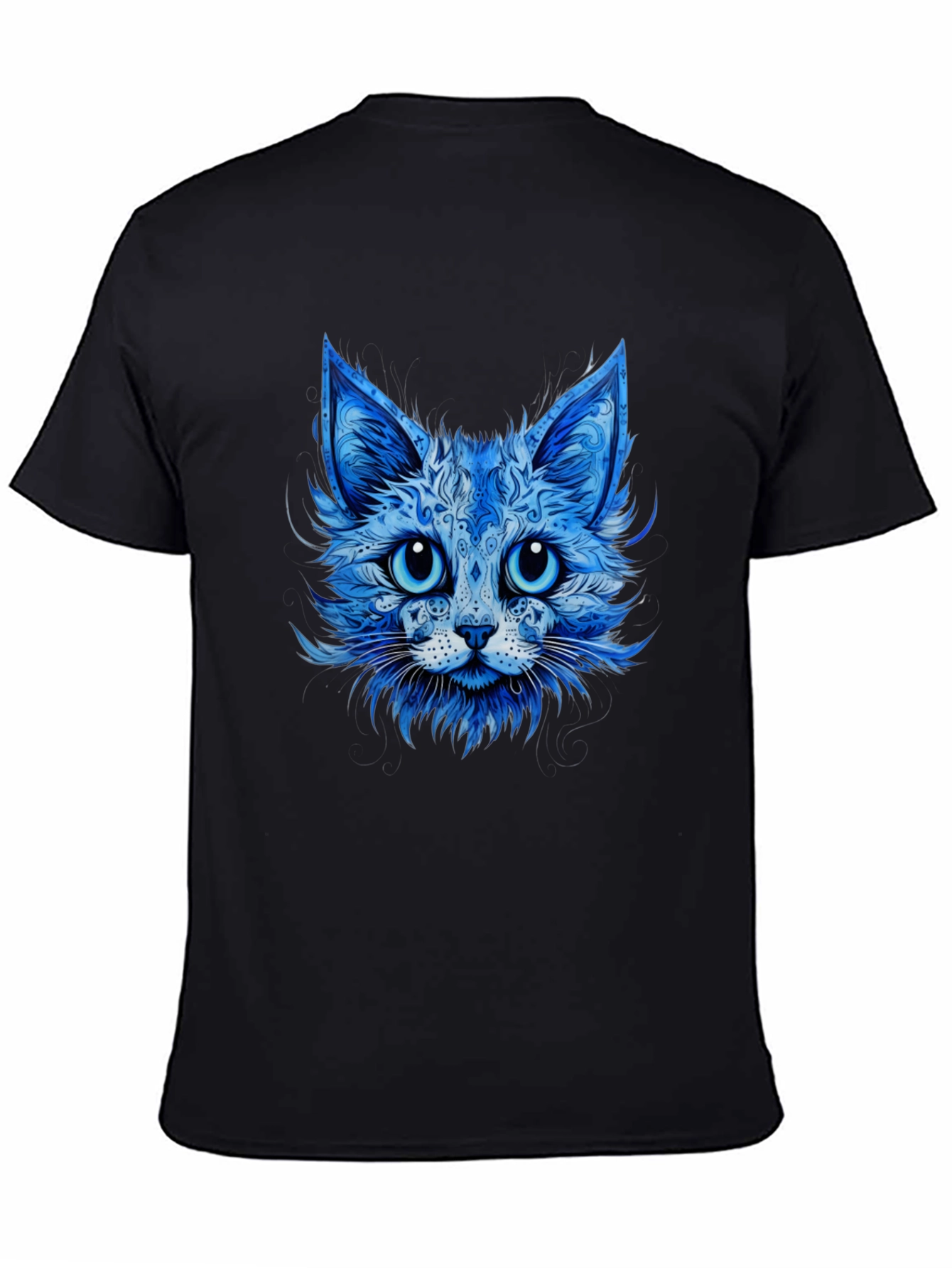 Blue Cat Graphic Tee - Stylish Animal Print T-Shirt