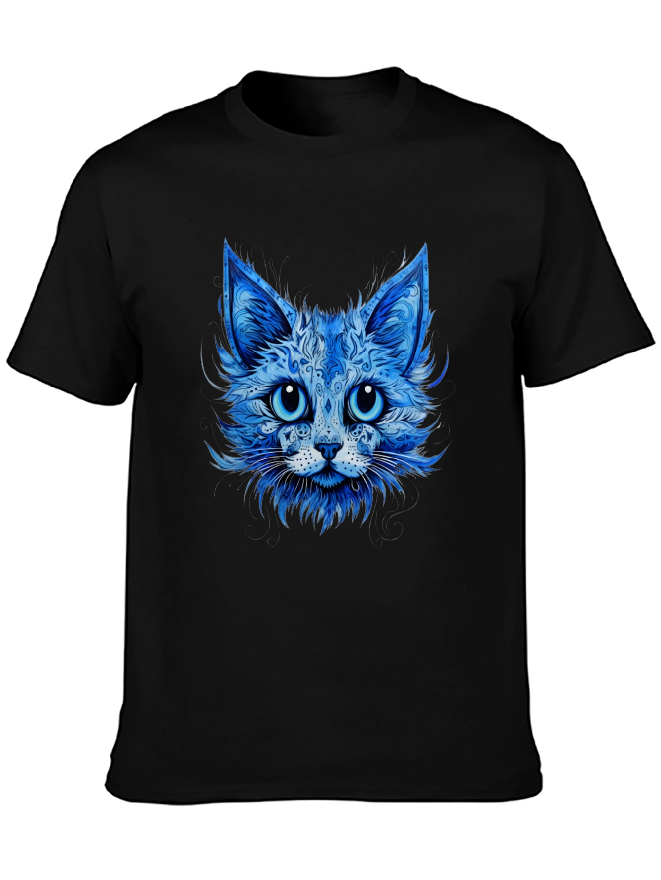Blue Cat Graphic Tee - Stylish Animal Print T-Shirt