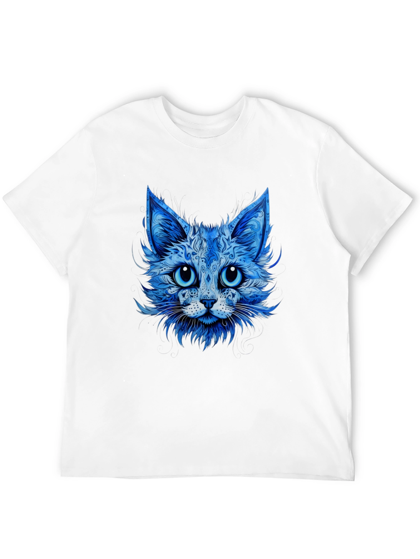 Blue Cat Graphic Tee - Stylish Animal Print T-Shirt