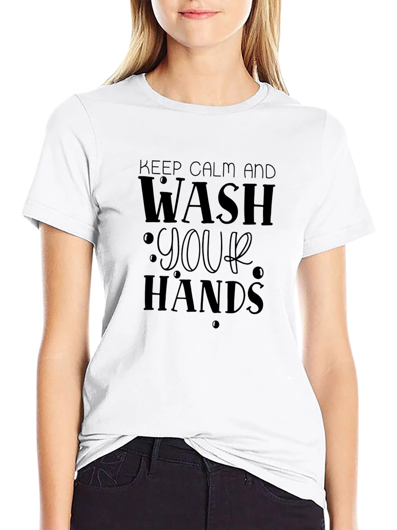 Keep Calm & Wash Your Hands Black Graphic Tee
