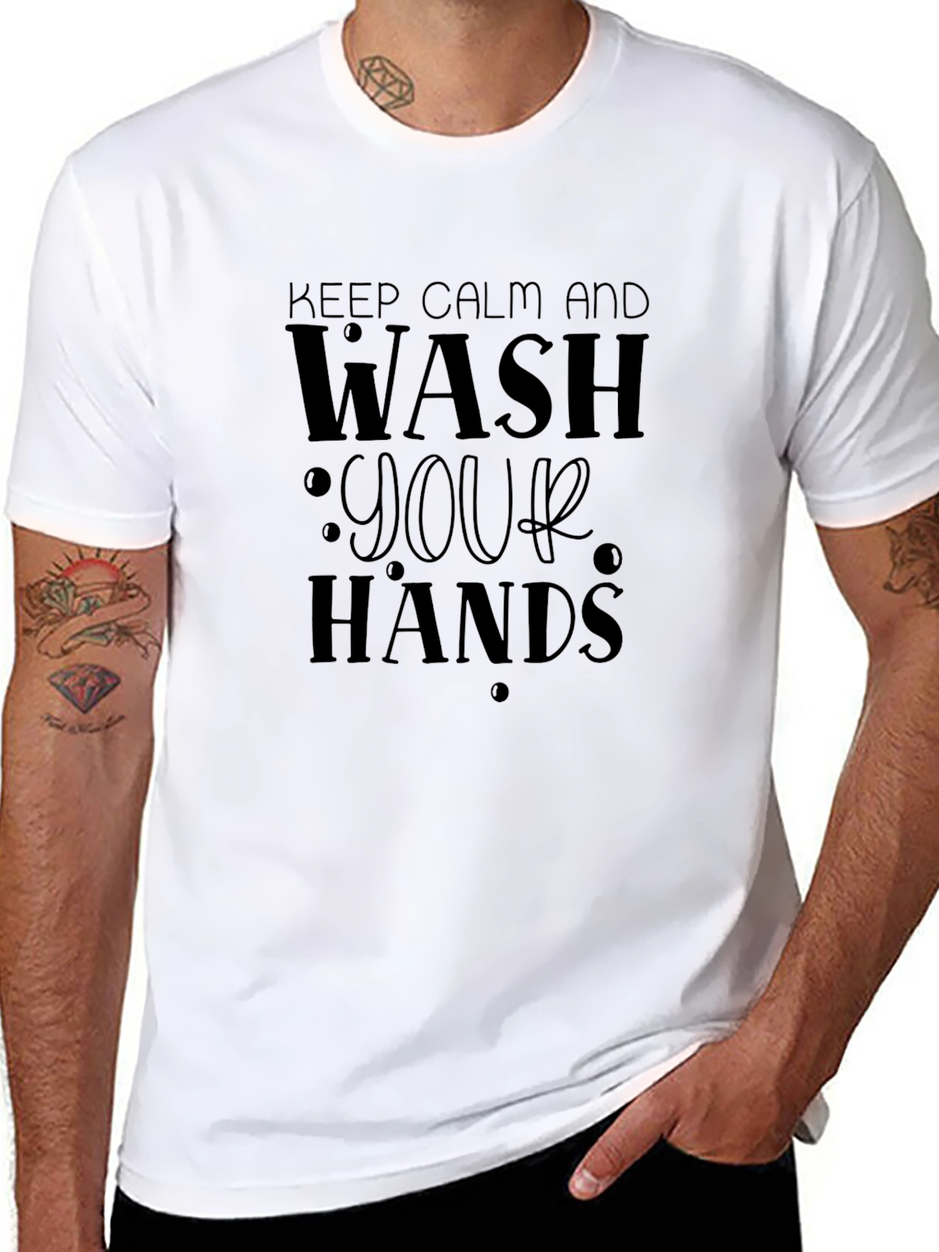 Keep Calm & Wash Your Hands Black Graphic Tee
