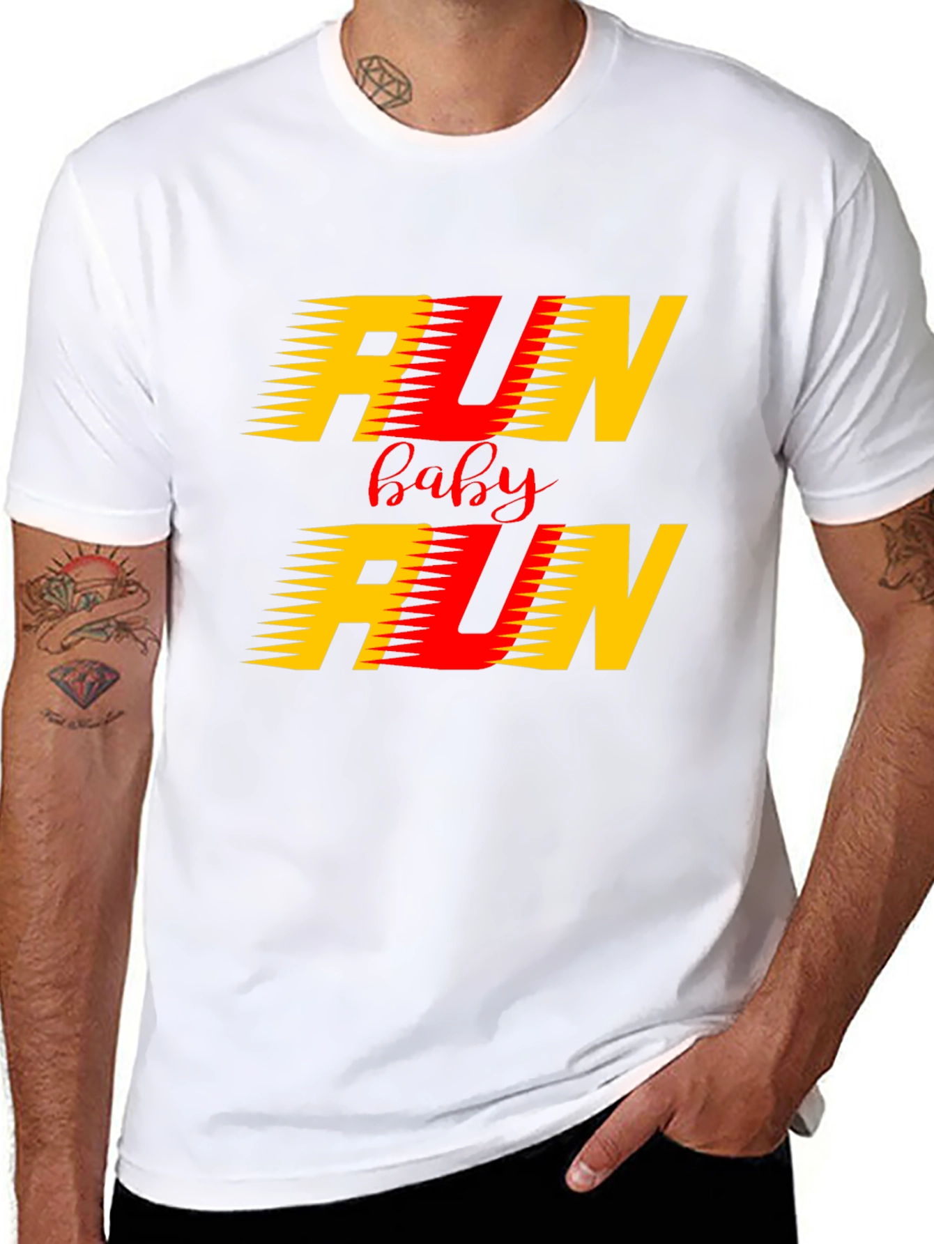Run Baby Run Graphic Black T-Shirt