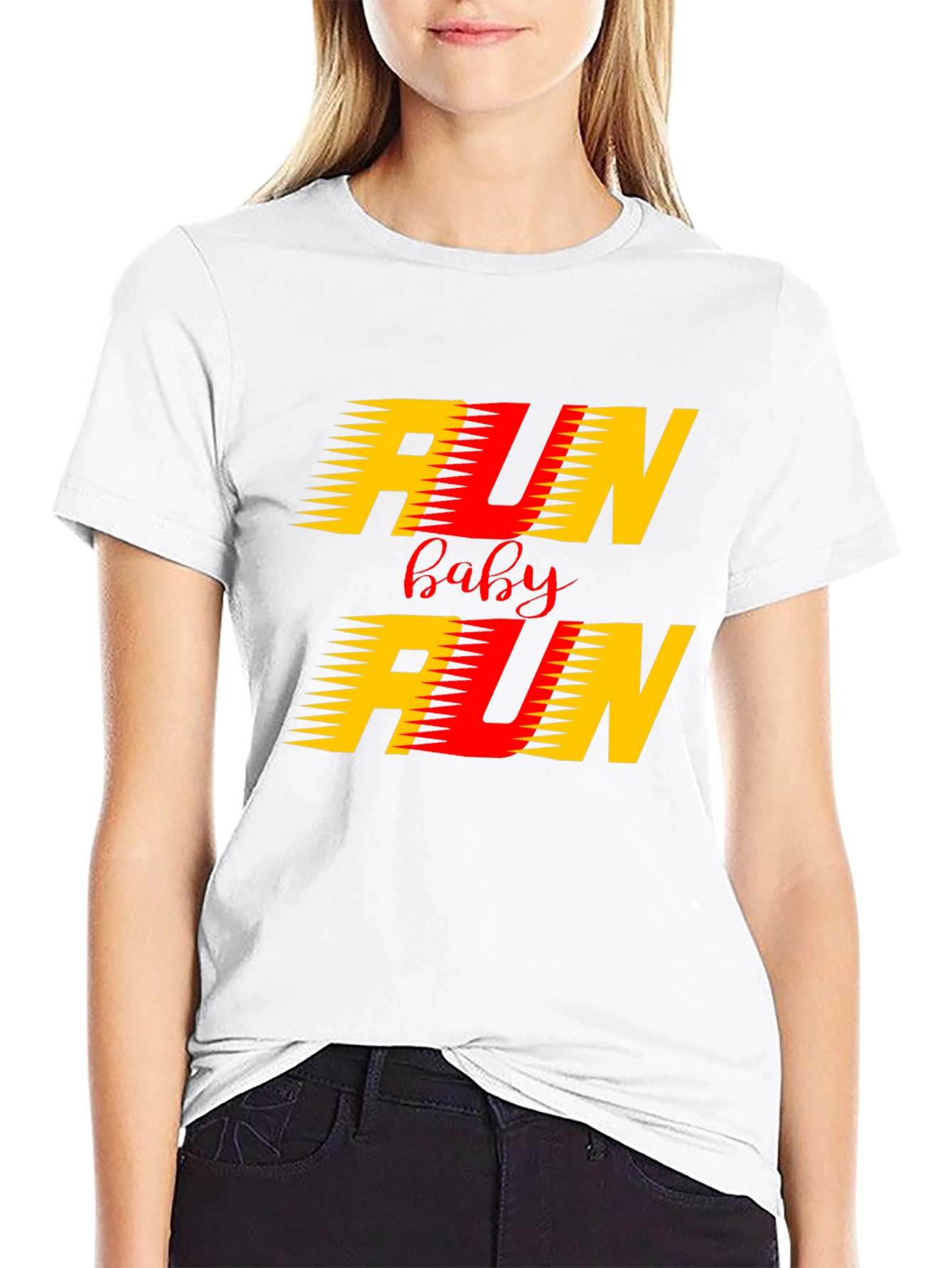 Run Baby Run Graphic Black T-Shirt