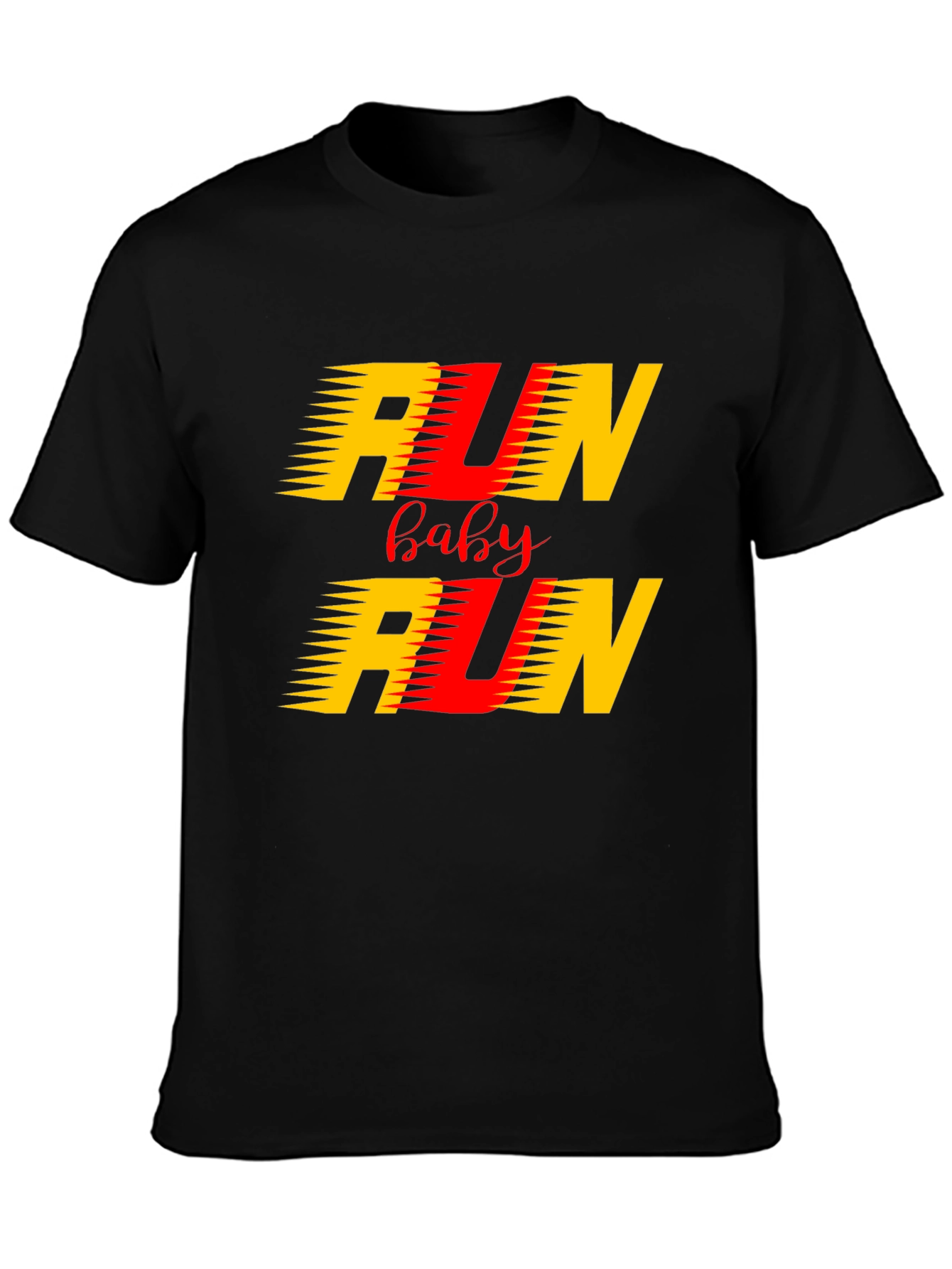 Run Baby Run Graphic Black T-Shirt