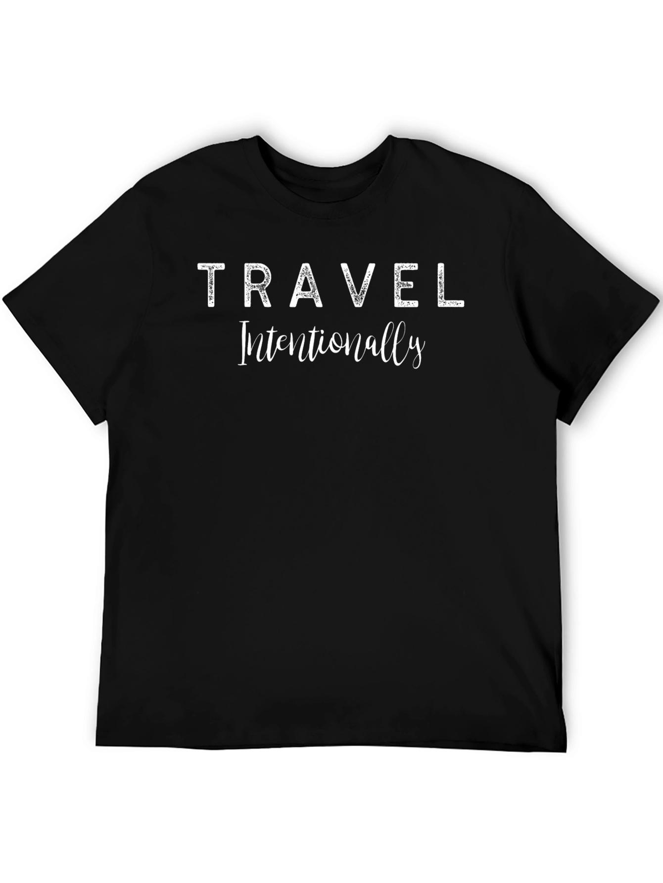 Travel Intentionally Graphic Tee - Black Cotton Blend