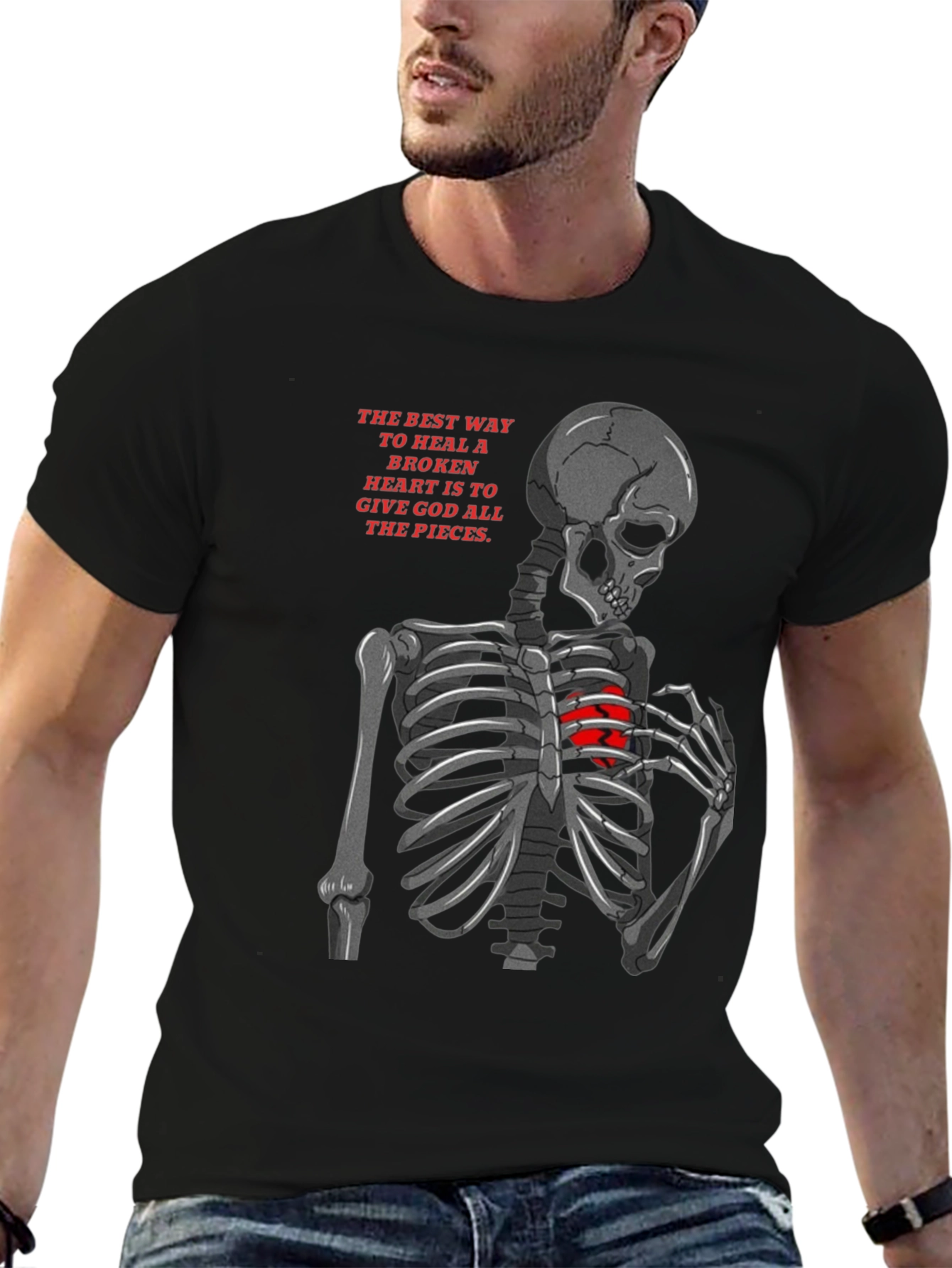 Skeleton Broken Heart Graphic Tee