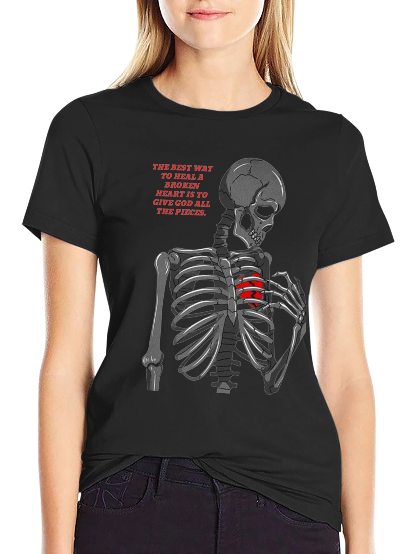 Skeleton Broken Heart Graphic Tee