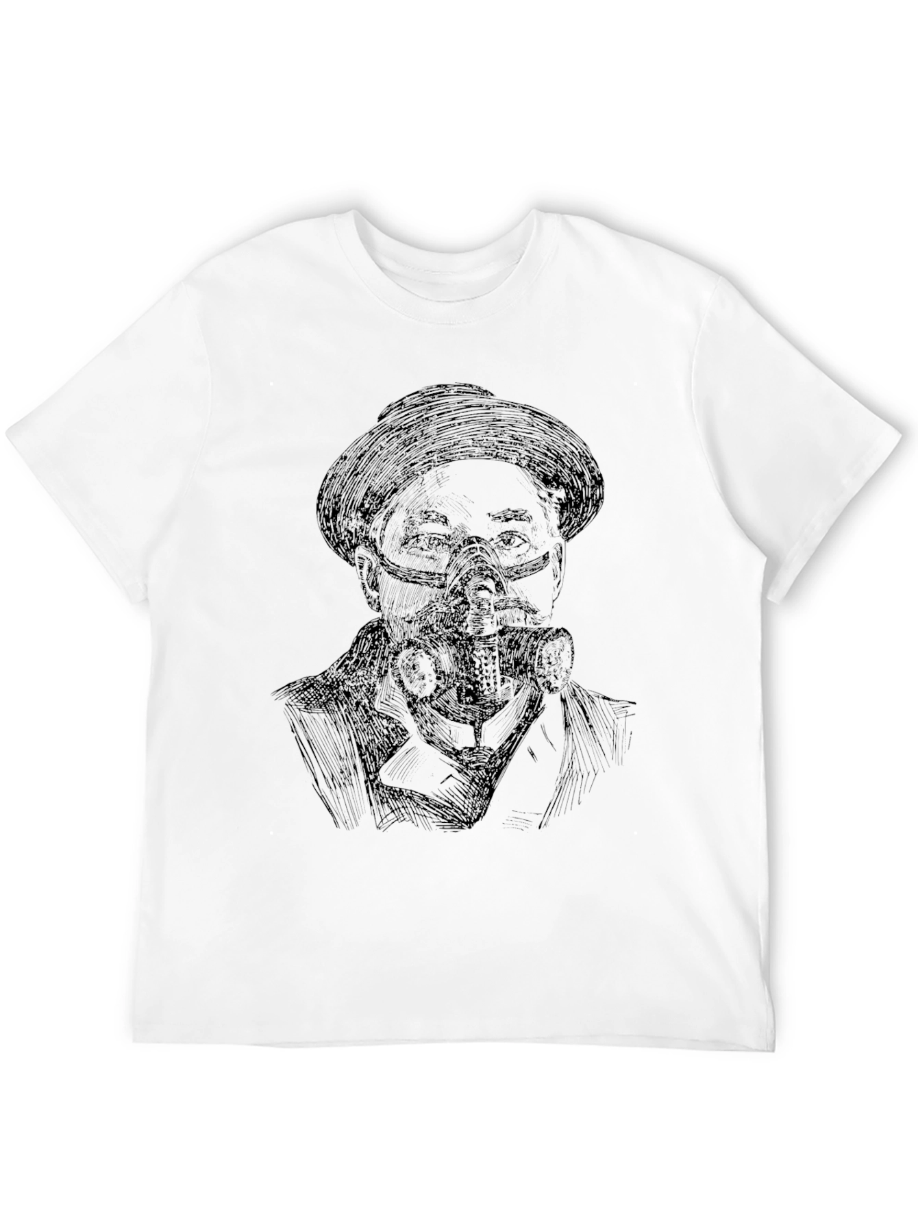 Retro Man Gas Mask Graphic Tee - Black
