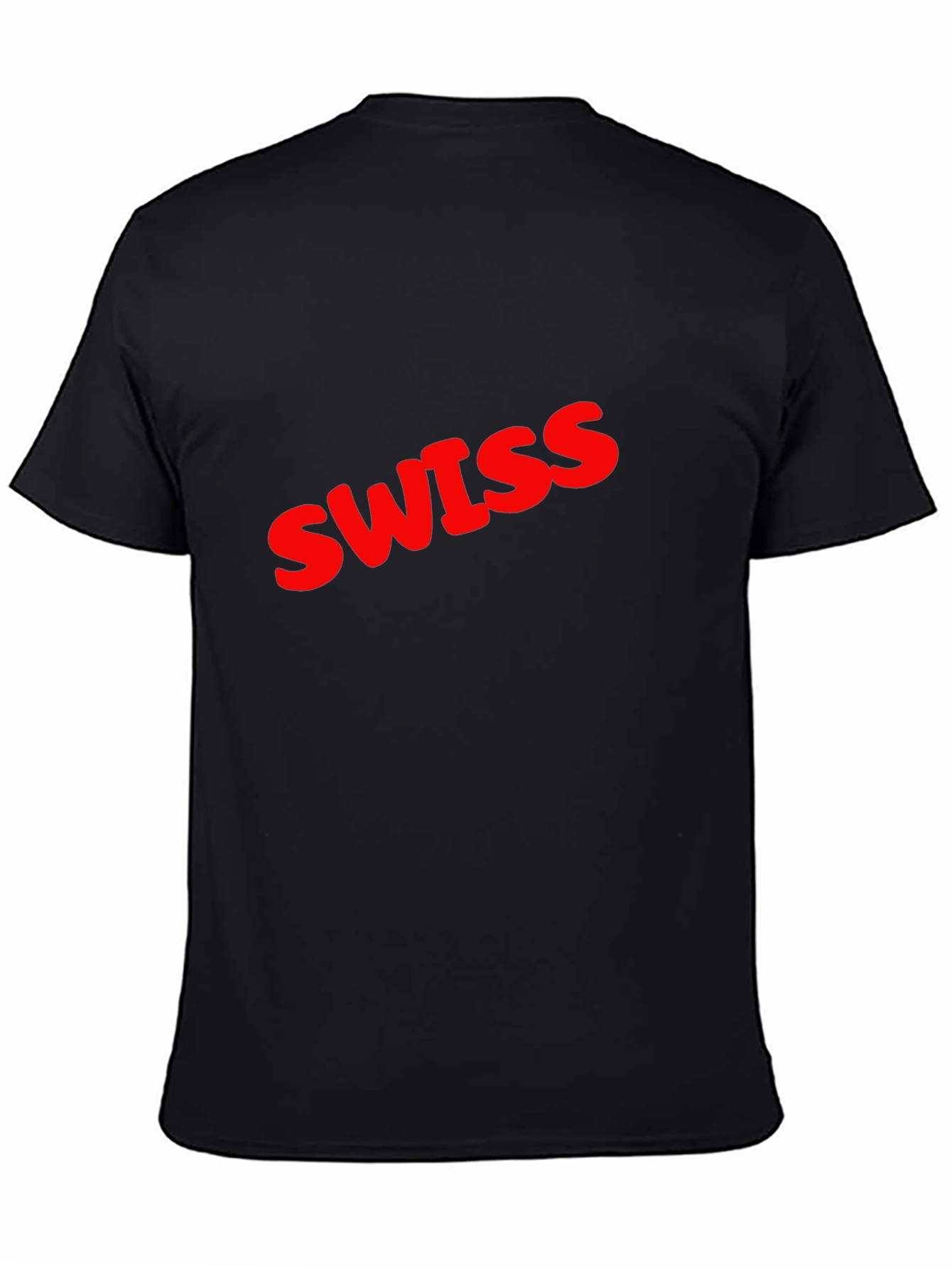 Swiss Red Text Graphic Black T-Shirt