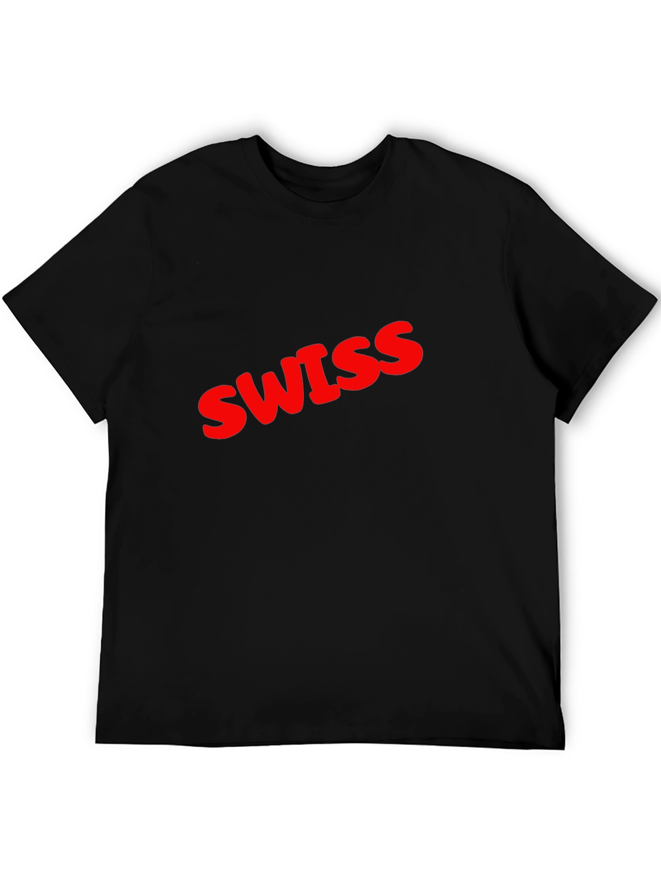Swiss Red Text Graphic Black T-Shirt
