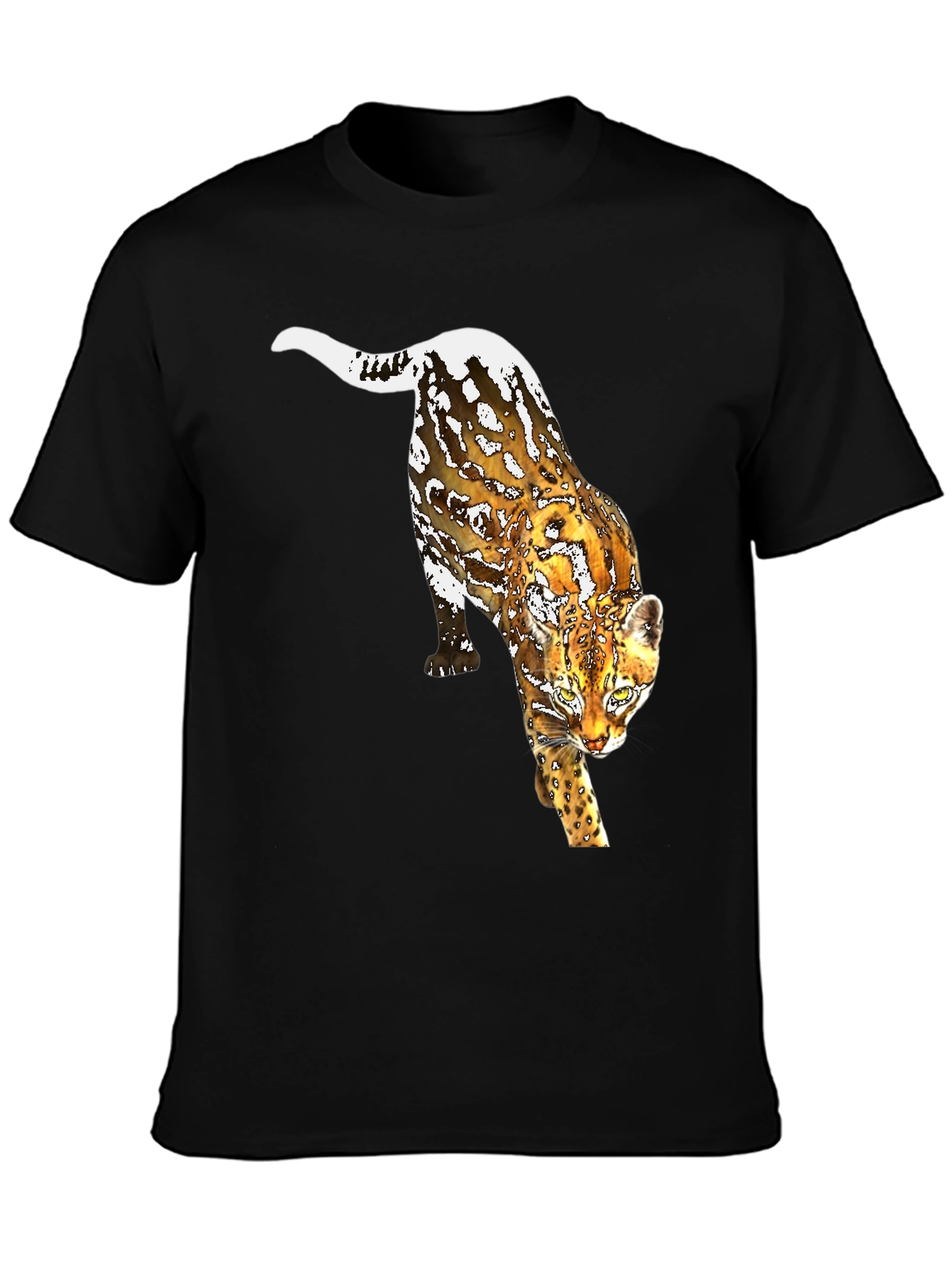 Leopard Graphic Print Black T-Shirt