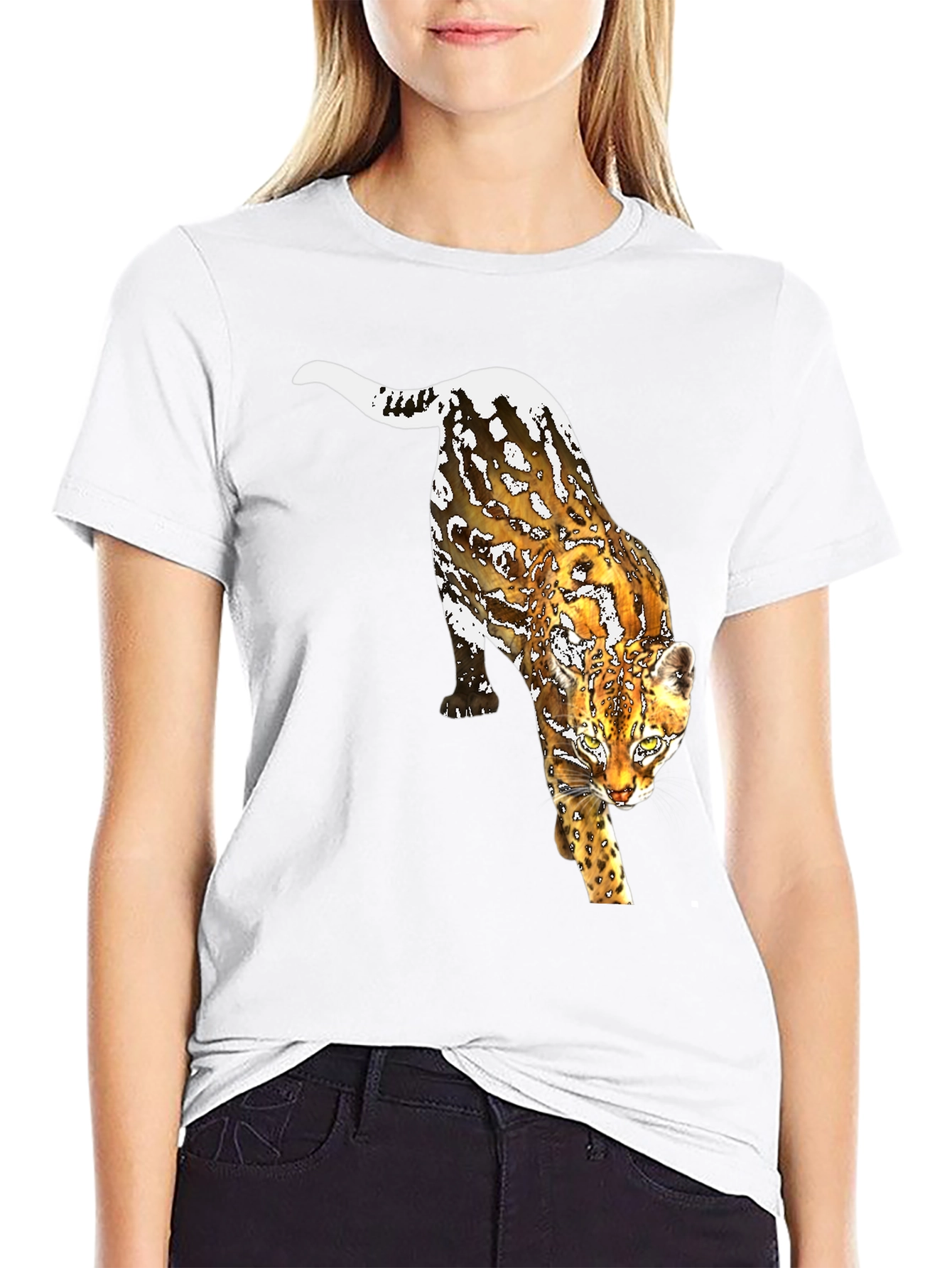 Leopard Graphic Print Black T-Shirt
