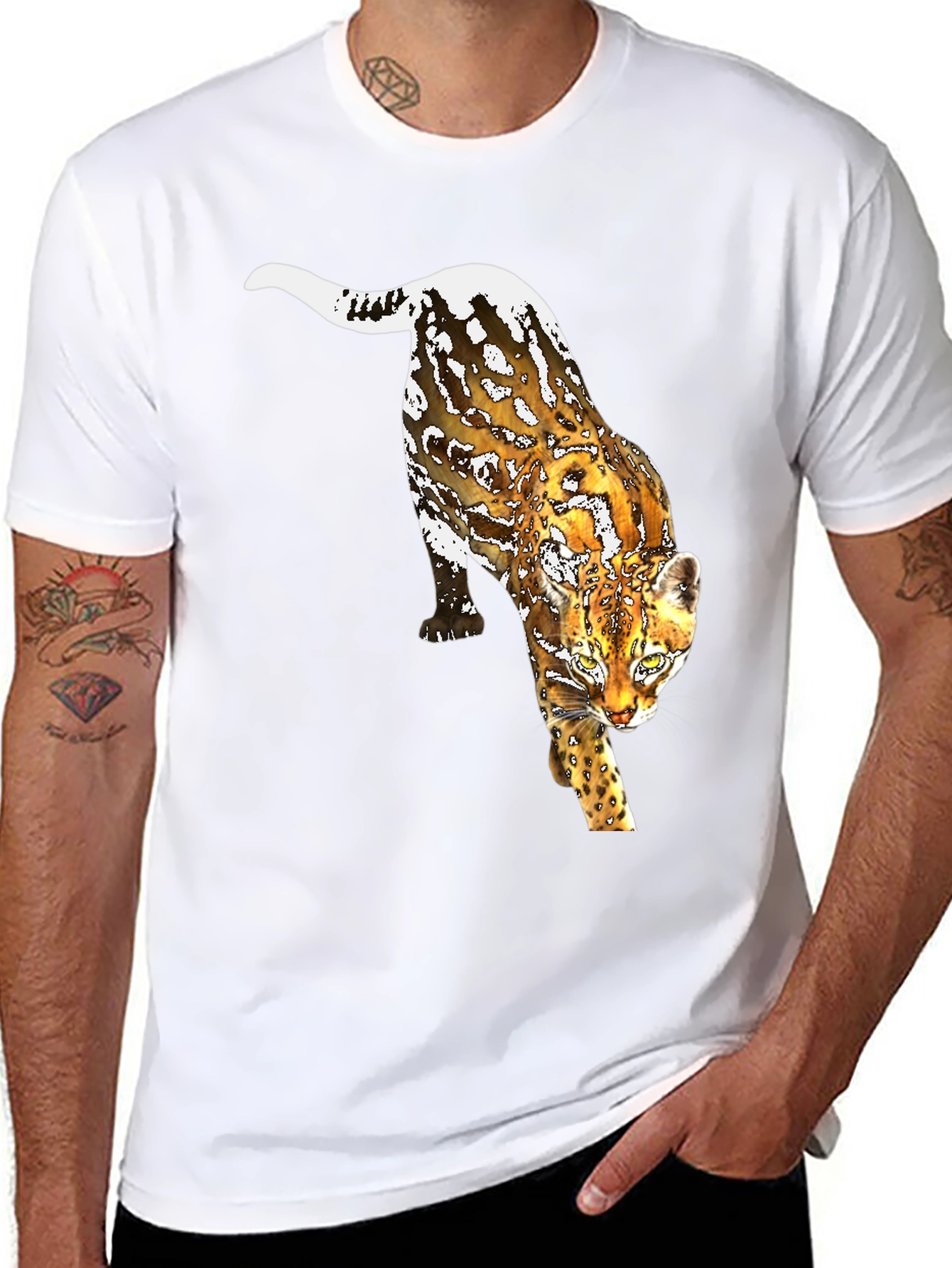 Leopard Graphic Print Black T-Shirt
