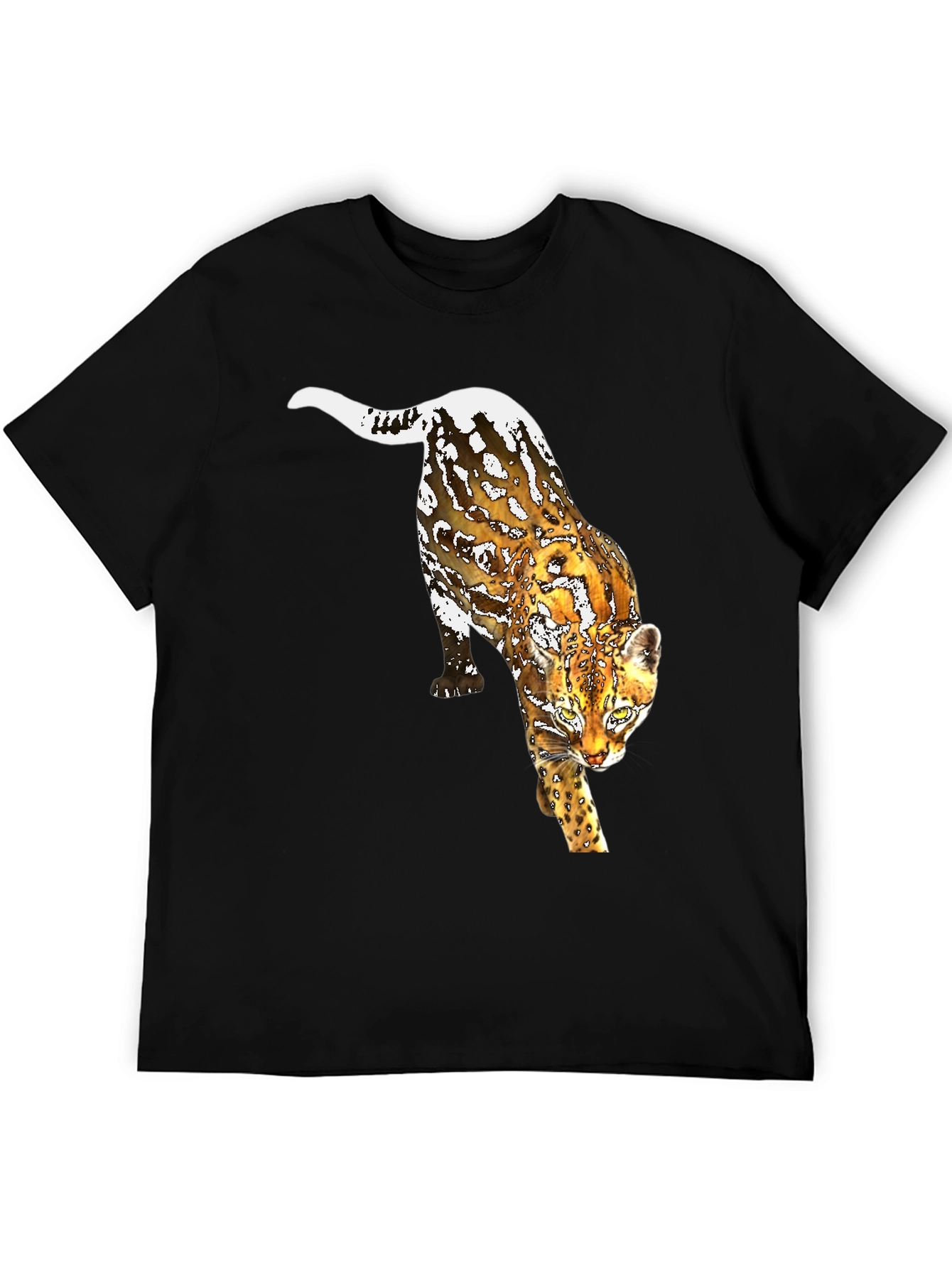 Leopard Graphic Print Black T-Shirt