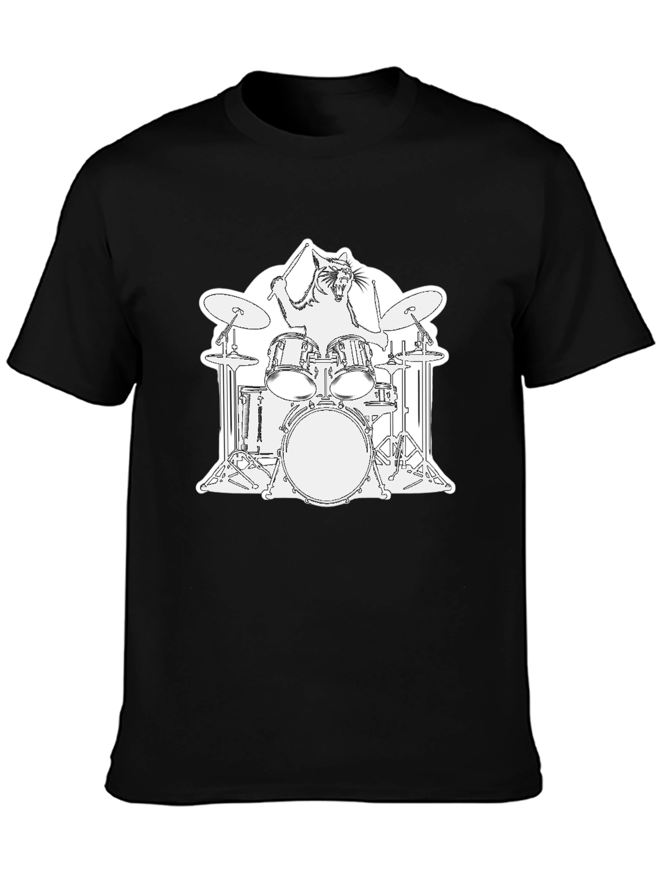 Cat Drummer T-Shirt - Playful Graphic Tee