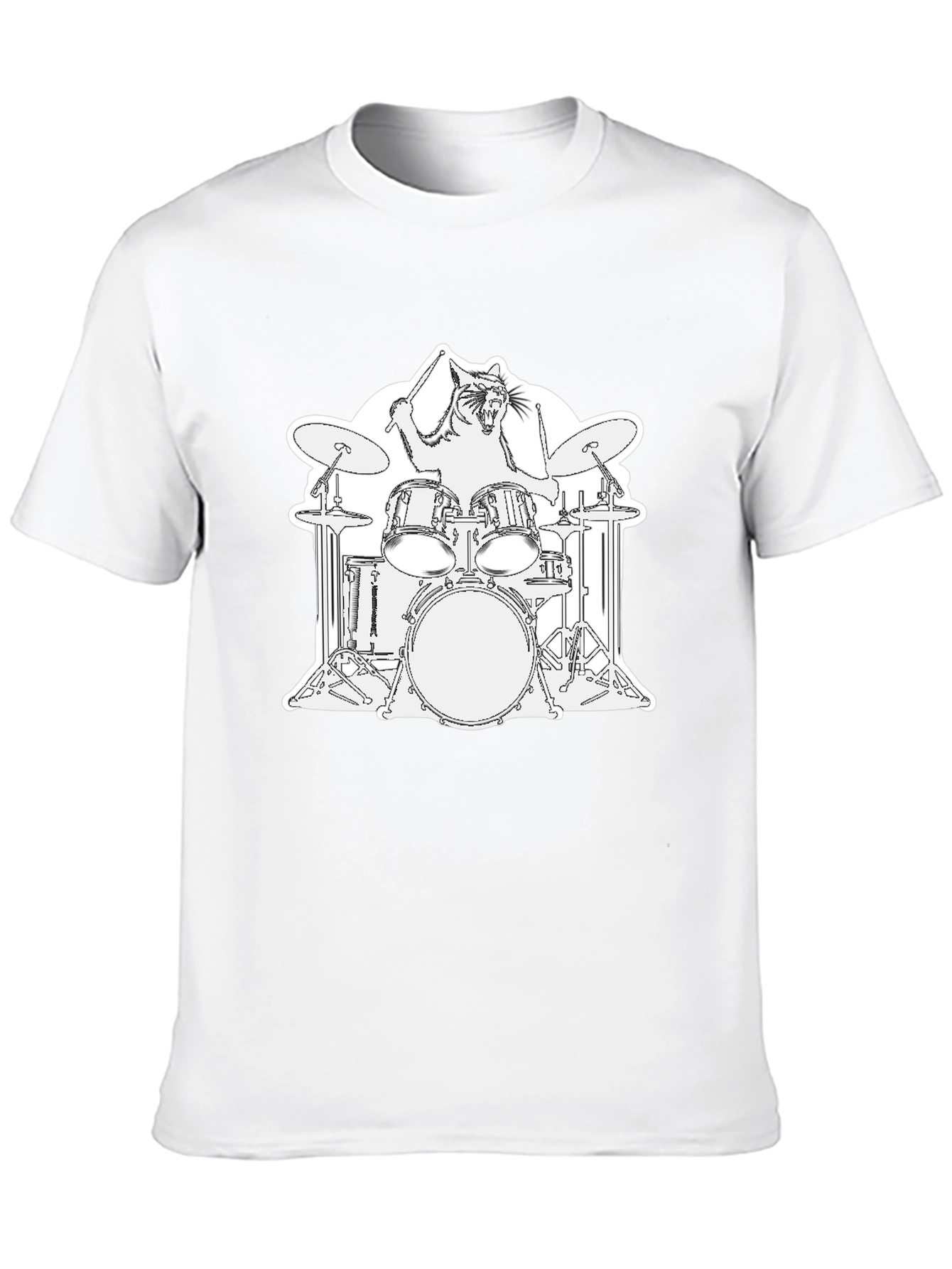 Cat Drummer T-Shirt - Playful Graphic Tee