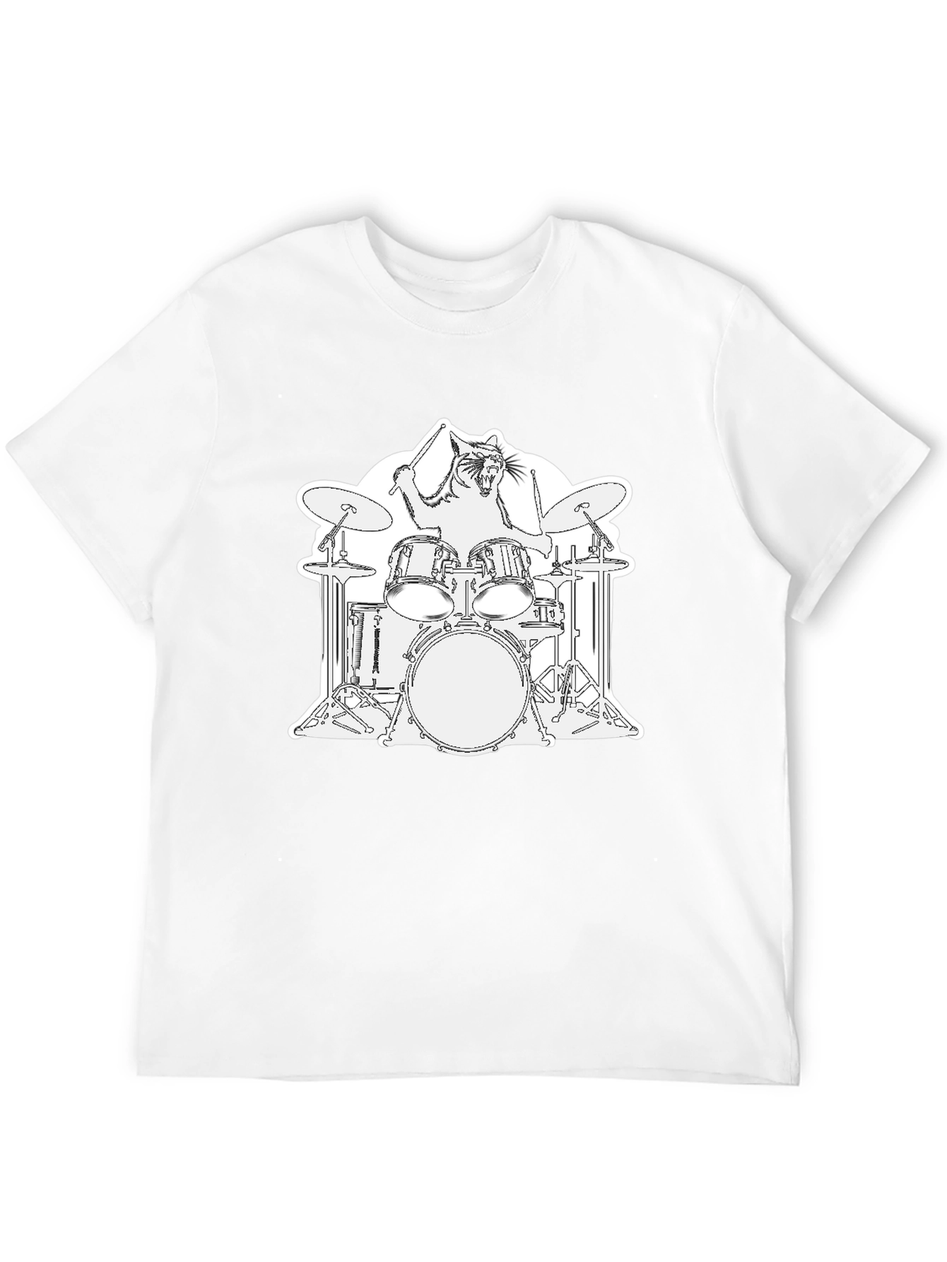 Cat Drummer T-Shirt - Playful Graphic Tee