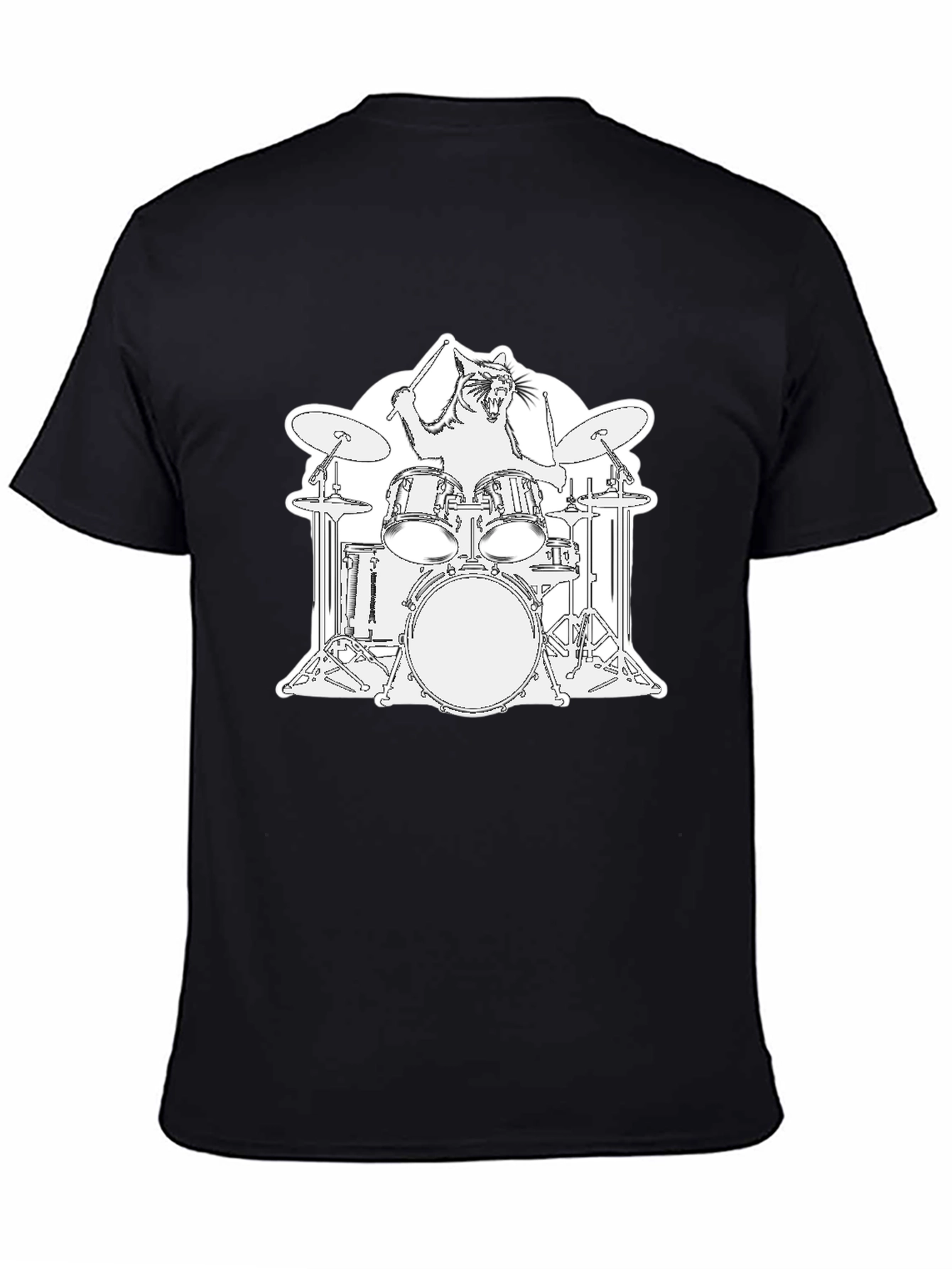 Cat Drummer T-Shirt - Playful Graphic Tee
