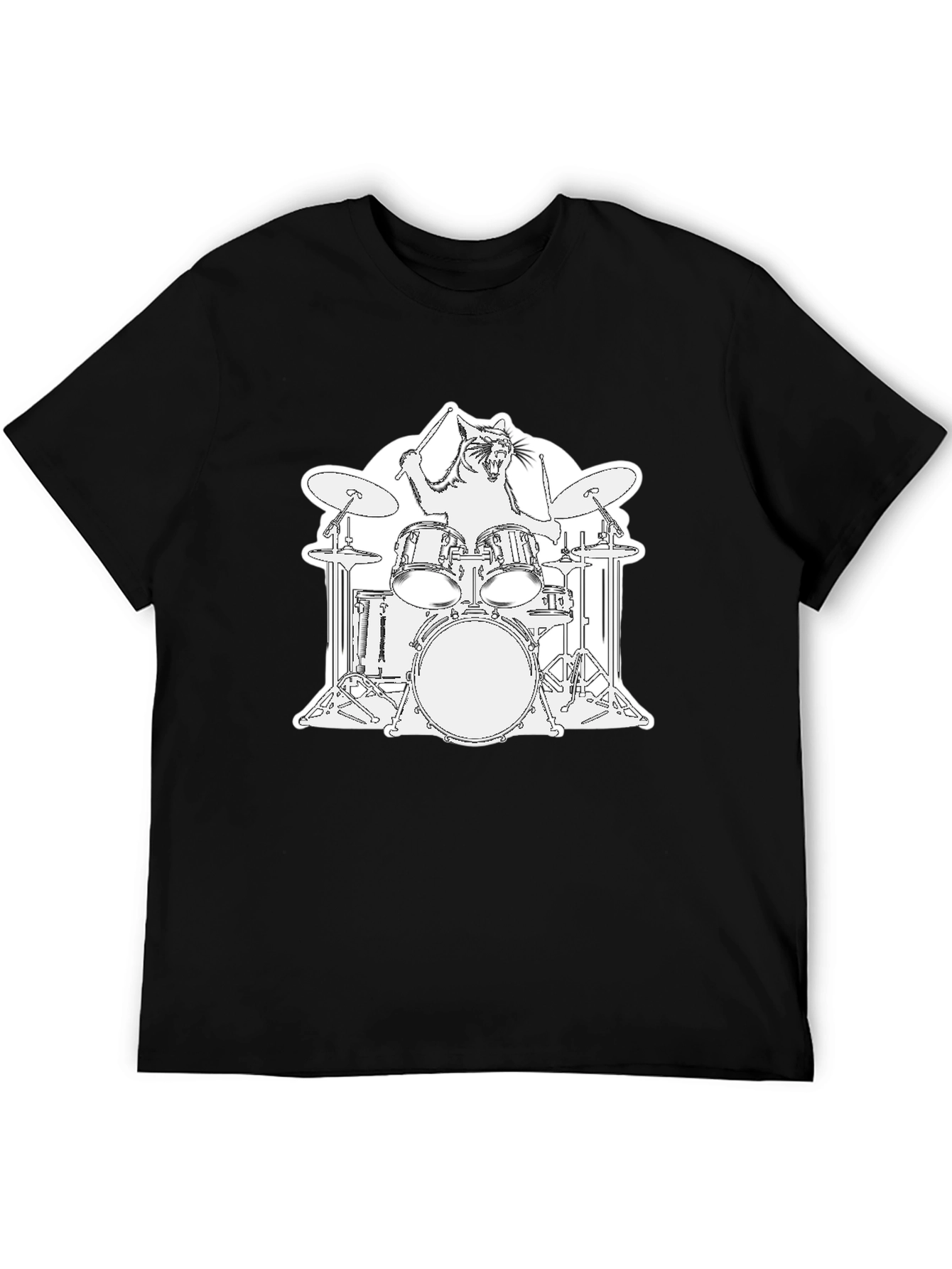 Cat Drummer T-Shirt - Playful Graphic Tee