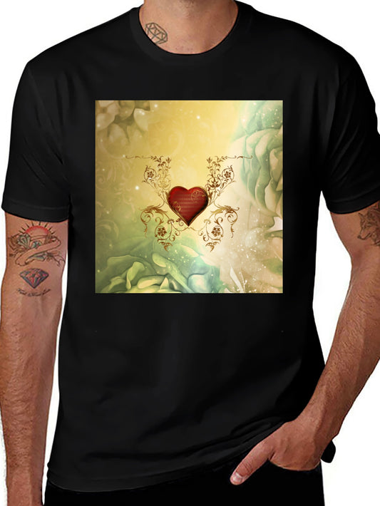 Elegant Heart Floral T-Shirt