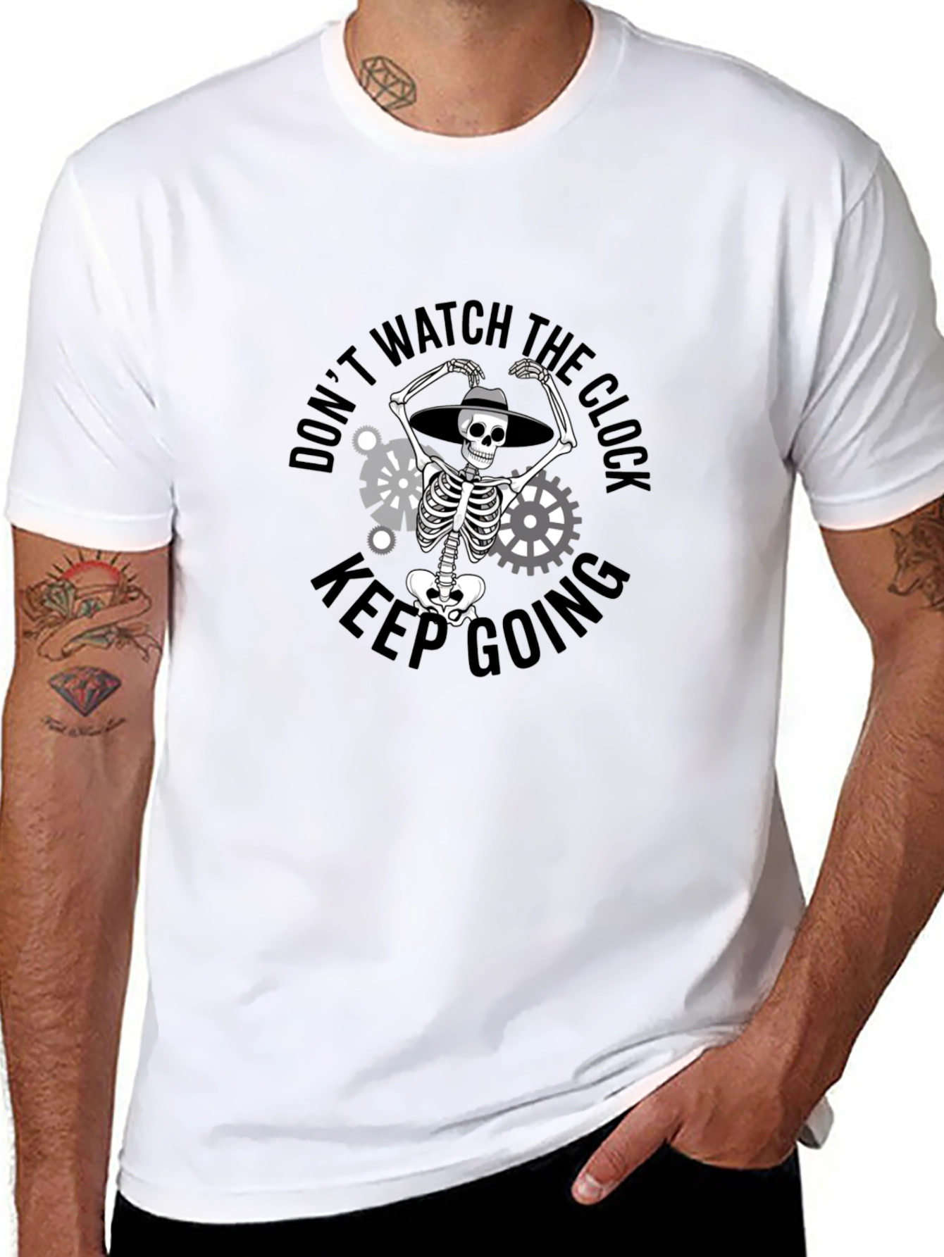 Dont Watch the Clock Skeleton Graphic T-Shirt