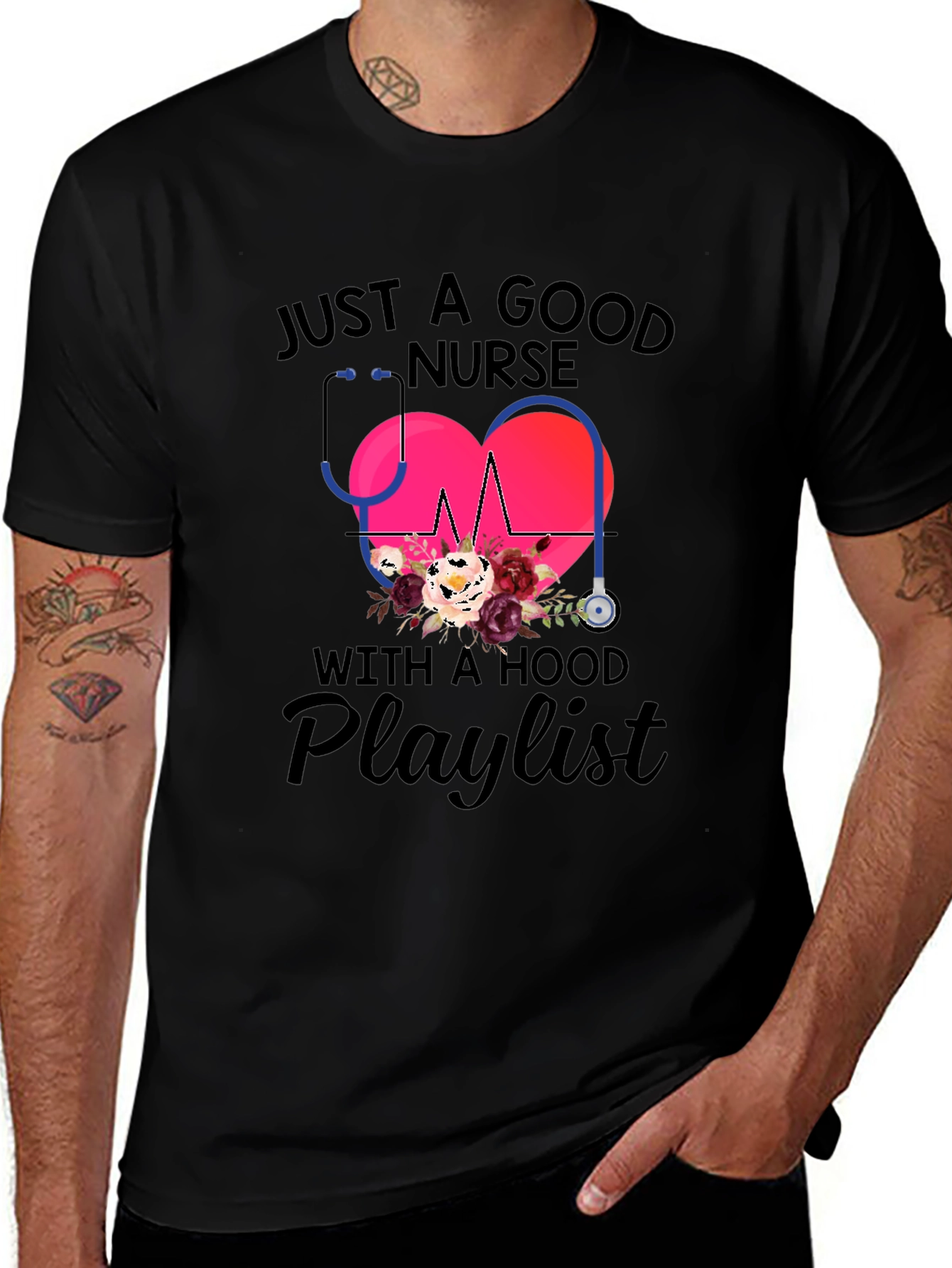Nurse with a Hood Playlist T-Shirt