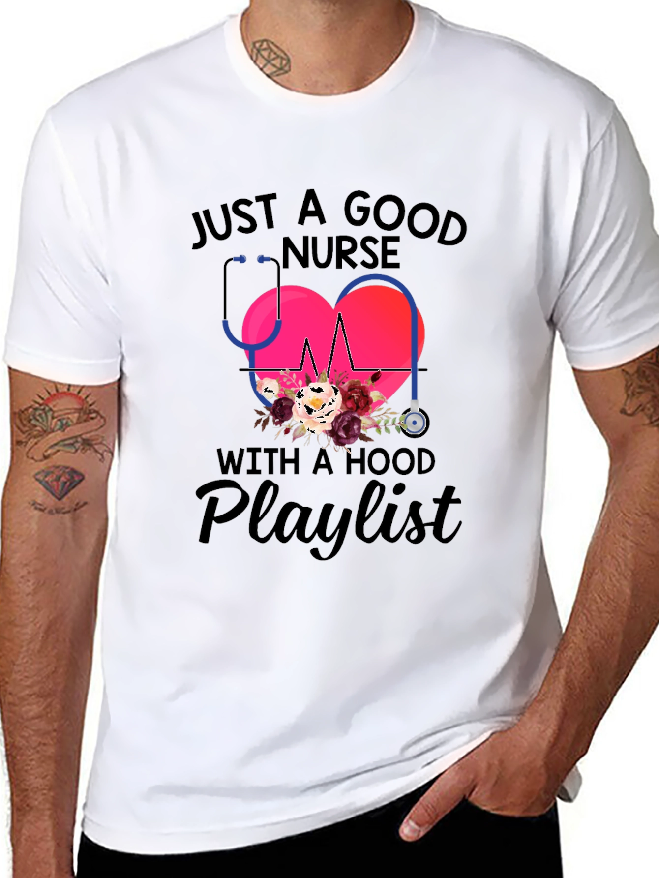 Nurse with a Hood Playlist T-Shirt