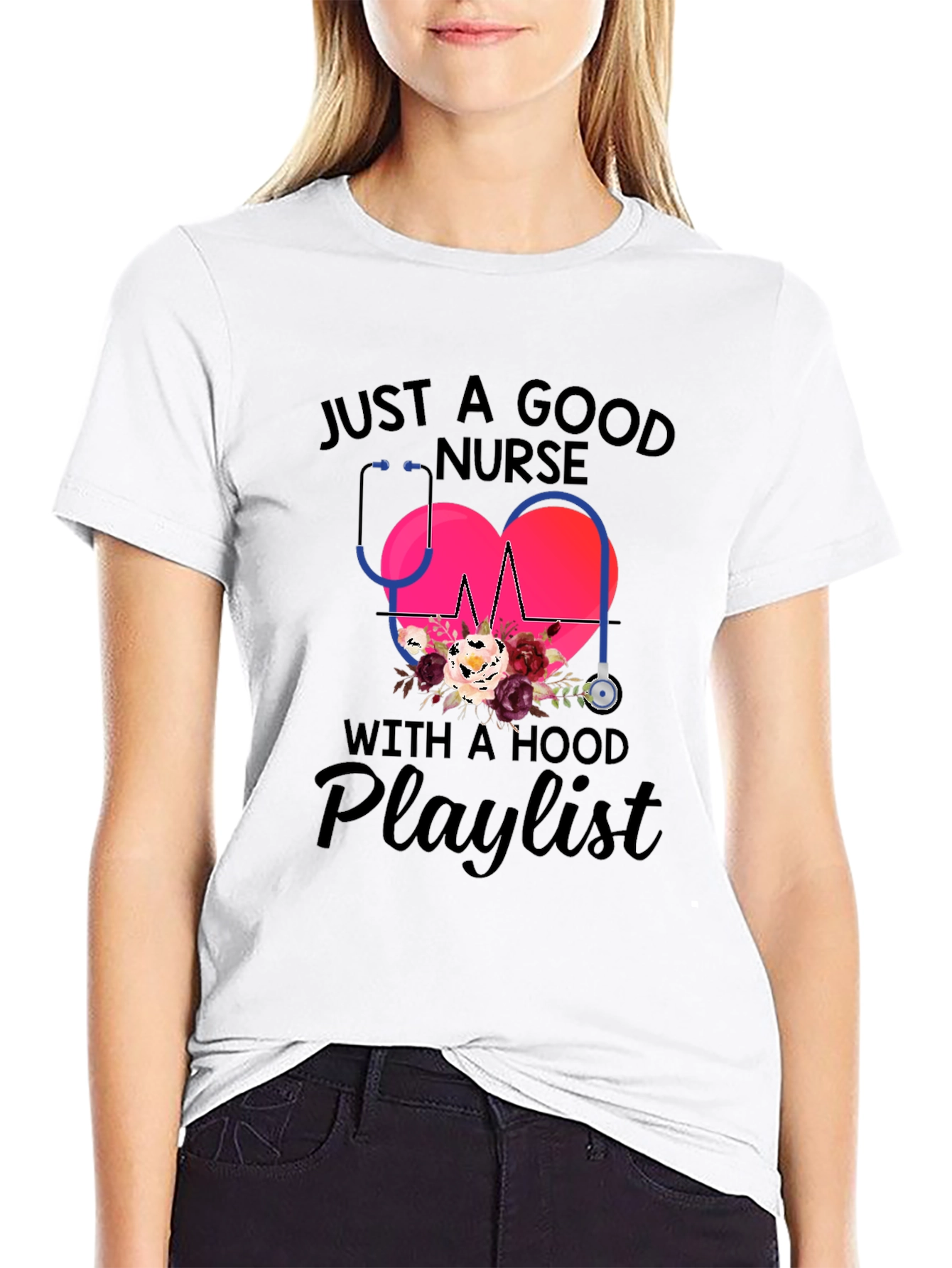 Nurse with a Hood Playlist T-Shirt