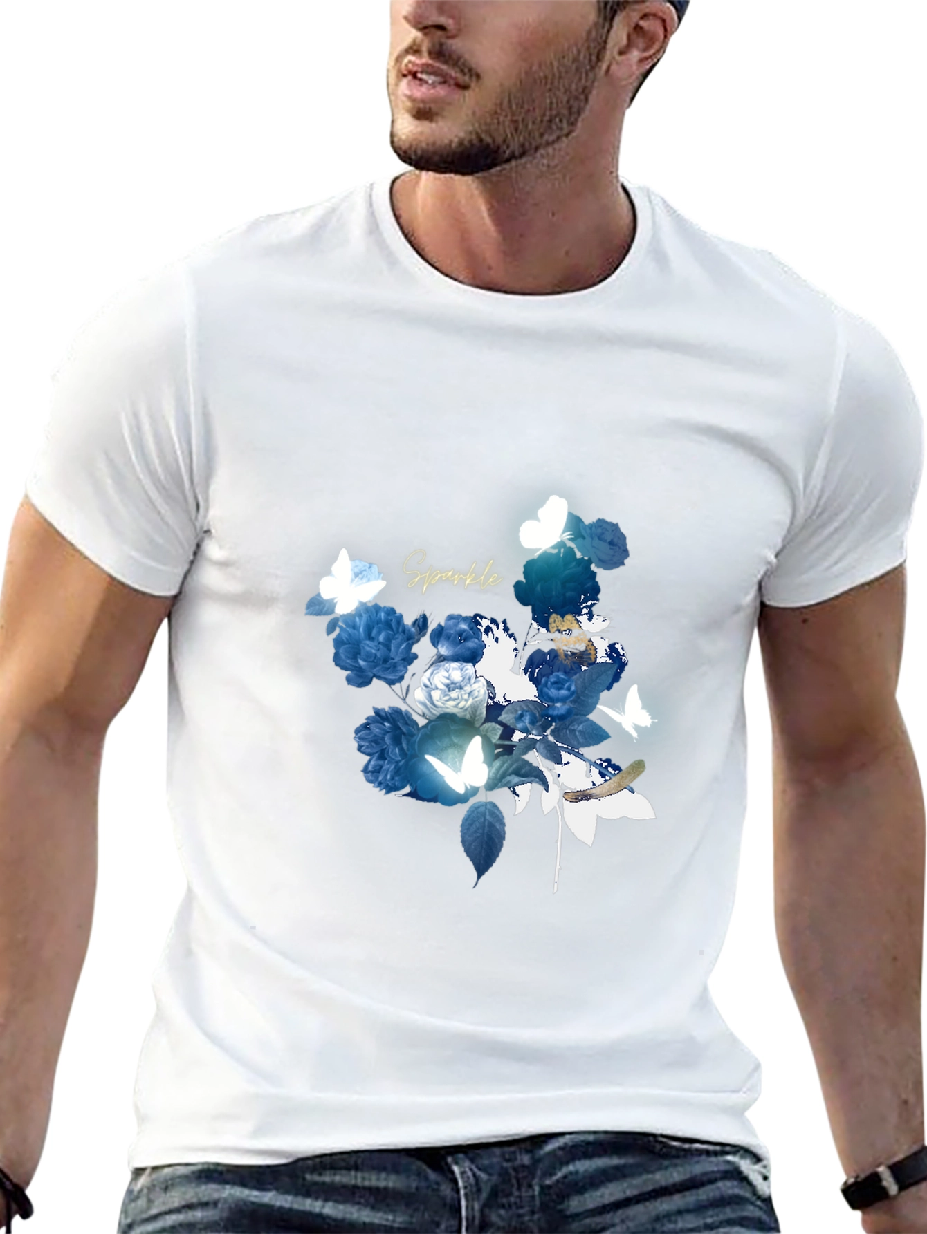 Floral Sparkle Graphic Black T-Shirt