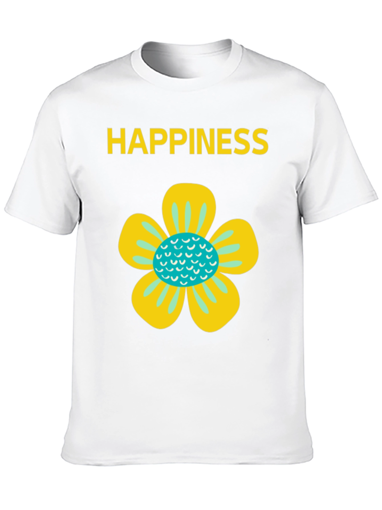Happiness Floral Graphic Tee - Black Cotton Blend