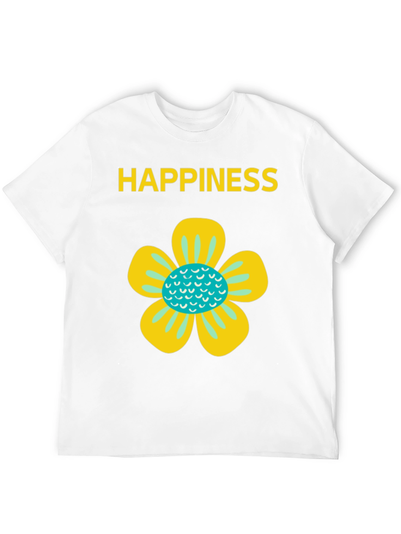 Happiness Floral Graphic Tee - Black Cotton Blend