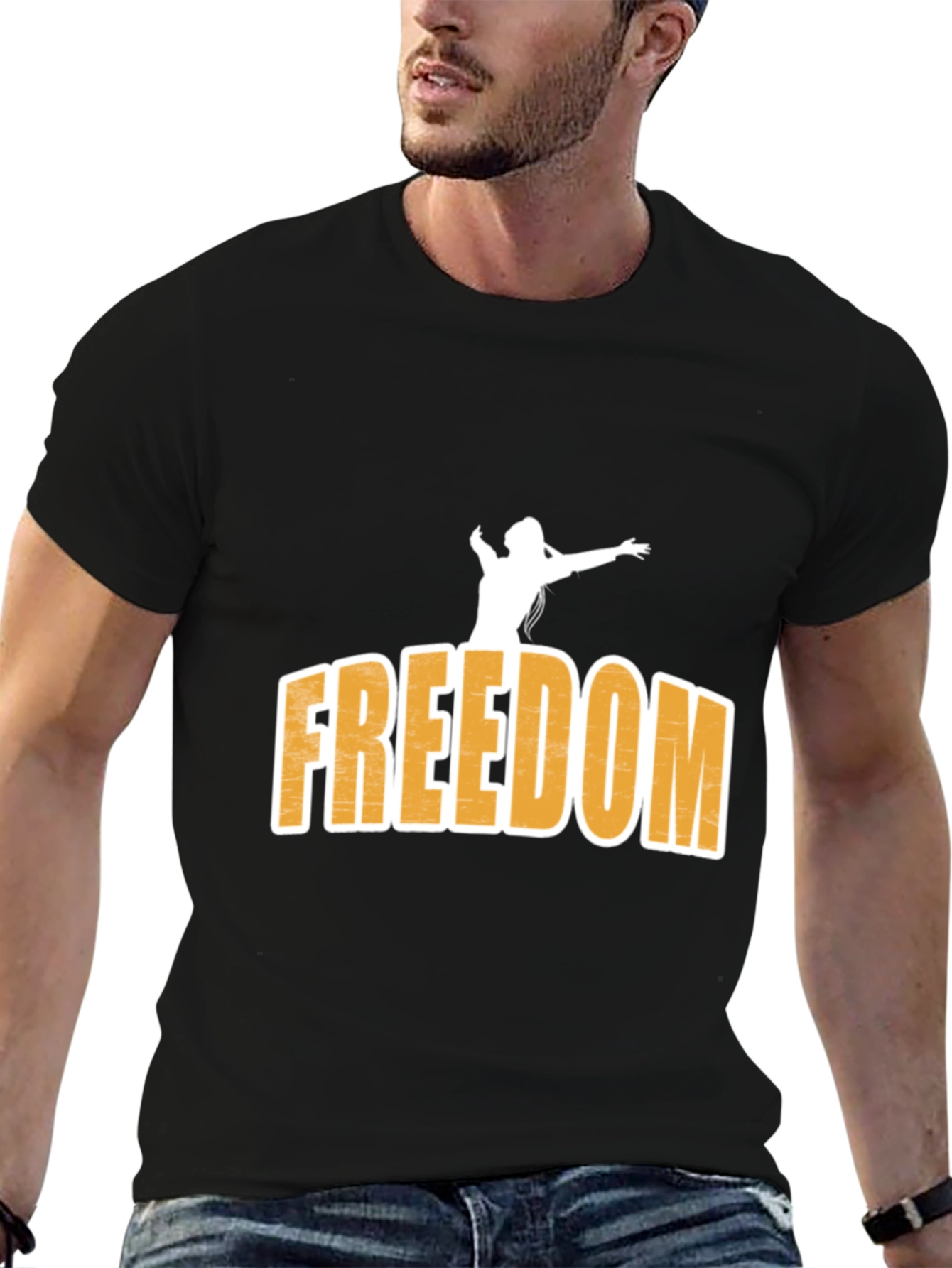 Freedom Graphic Print Black T-Shirt