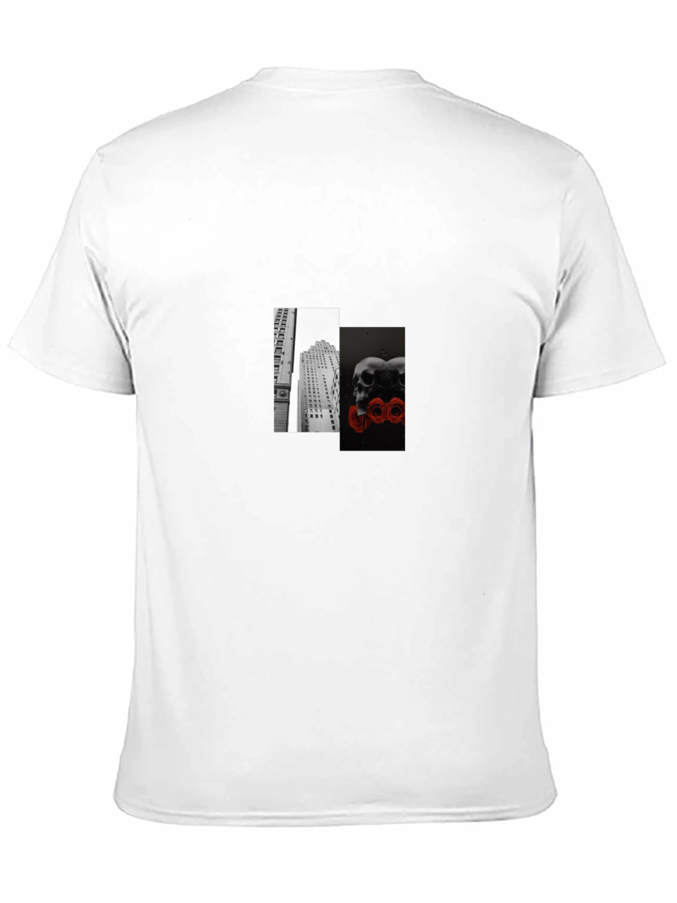 Modern Skulls & Cityscape Graphic Tee - Black