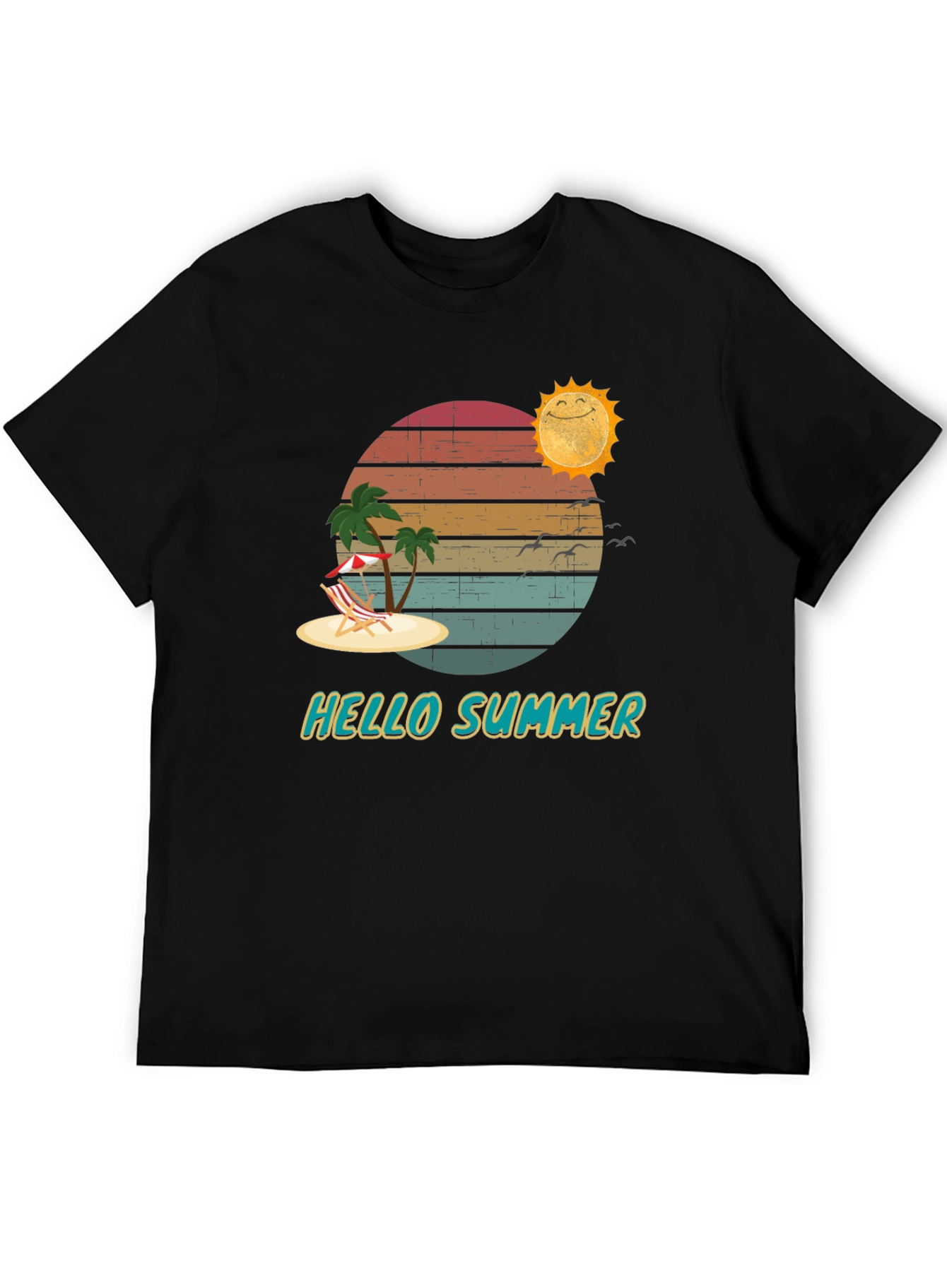 Hello Summer Graphic T-Shirt Beach Vacation Tee