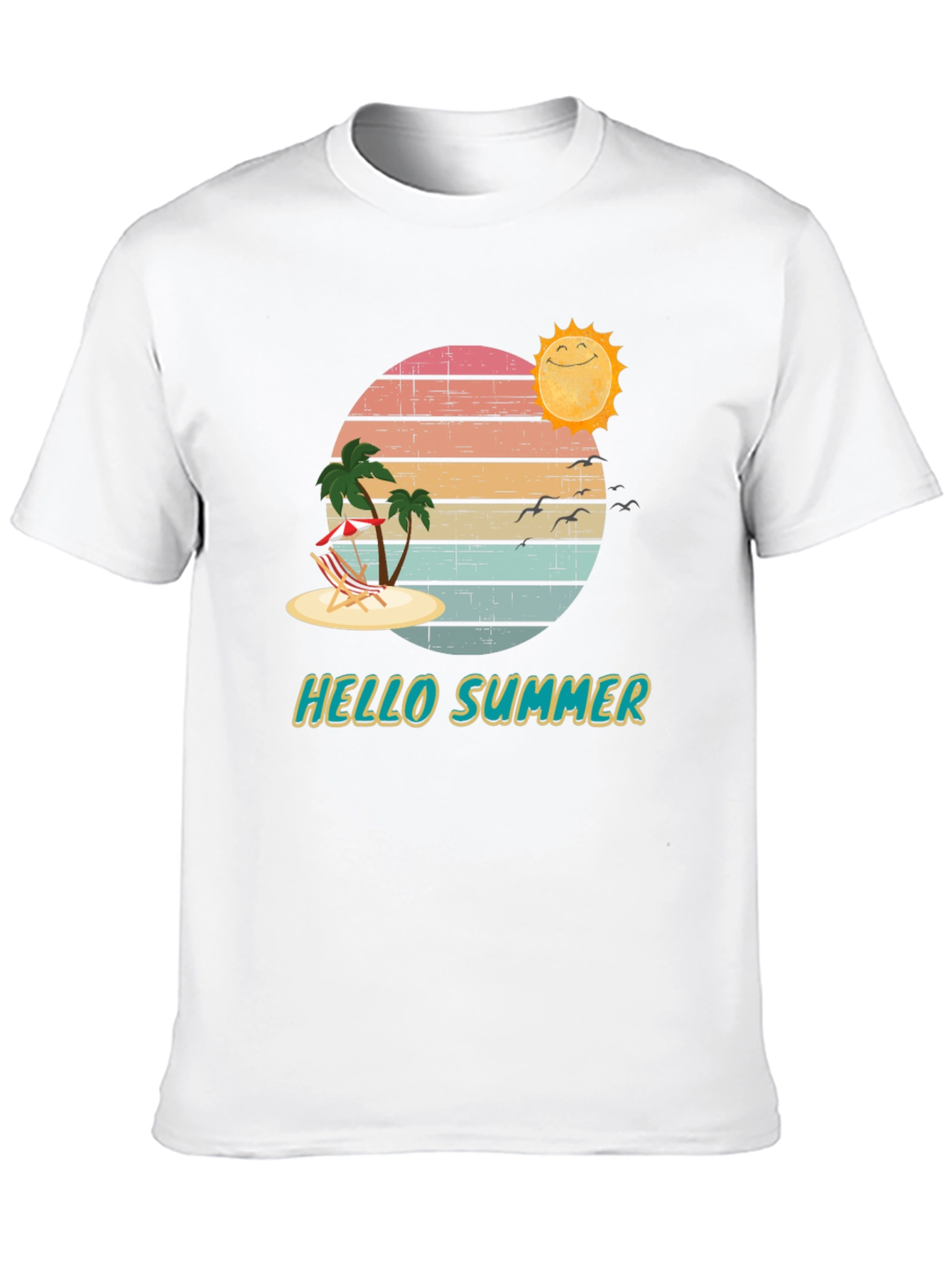 Hello Summer Graphic T-Shirt Beach Vacation Tee