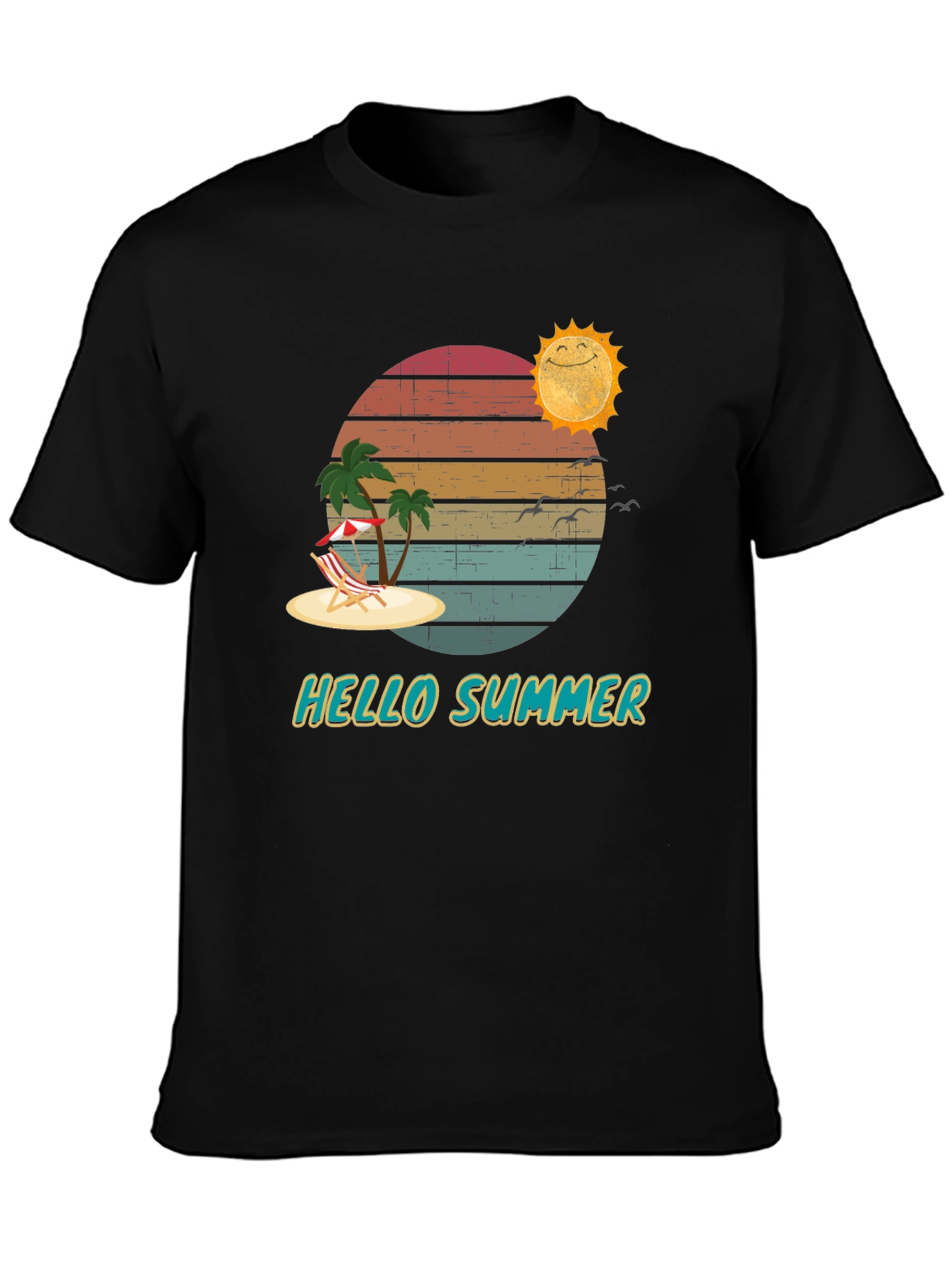 Hello Summer Graphic T-Shirt Beach Vacation Tee