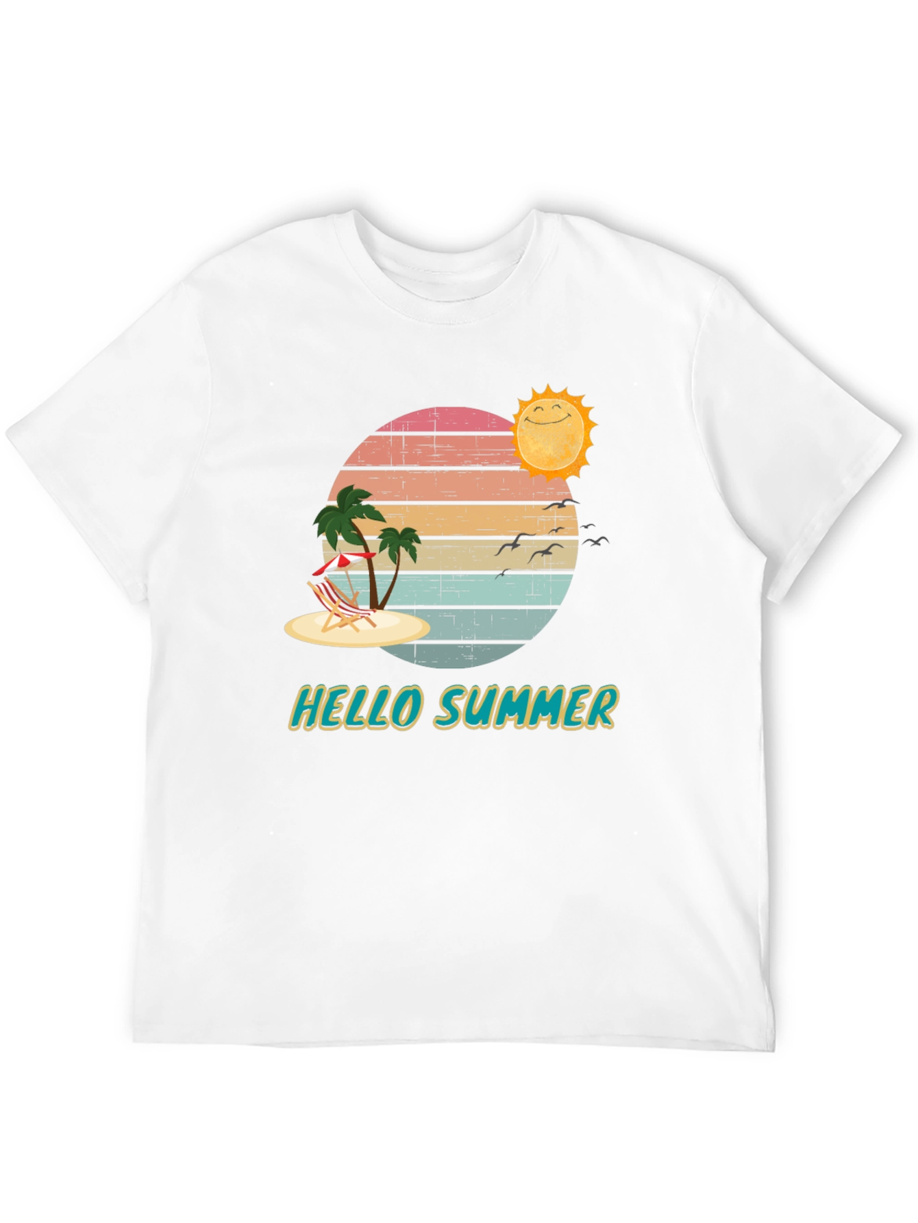 Hello Summer Graphic T-Shirt Beach Vacation Tee