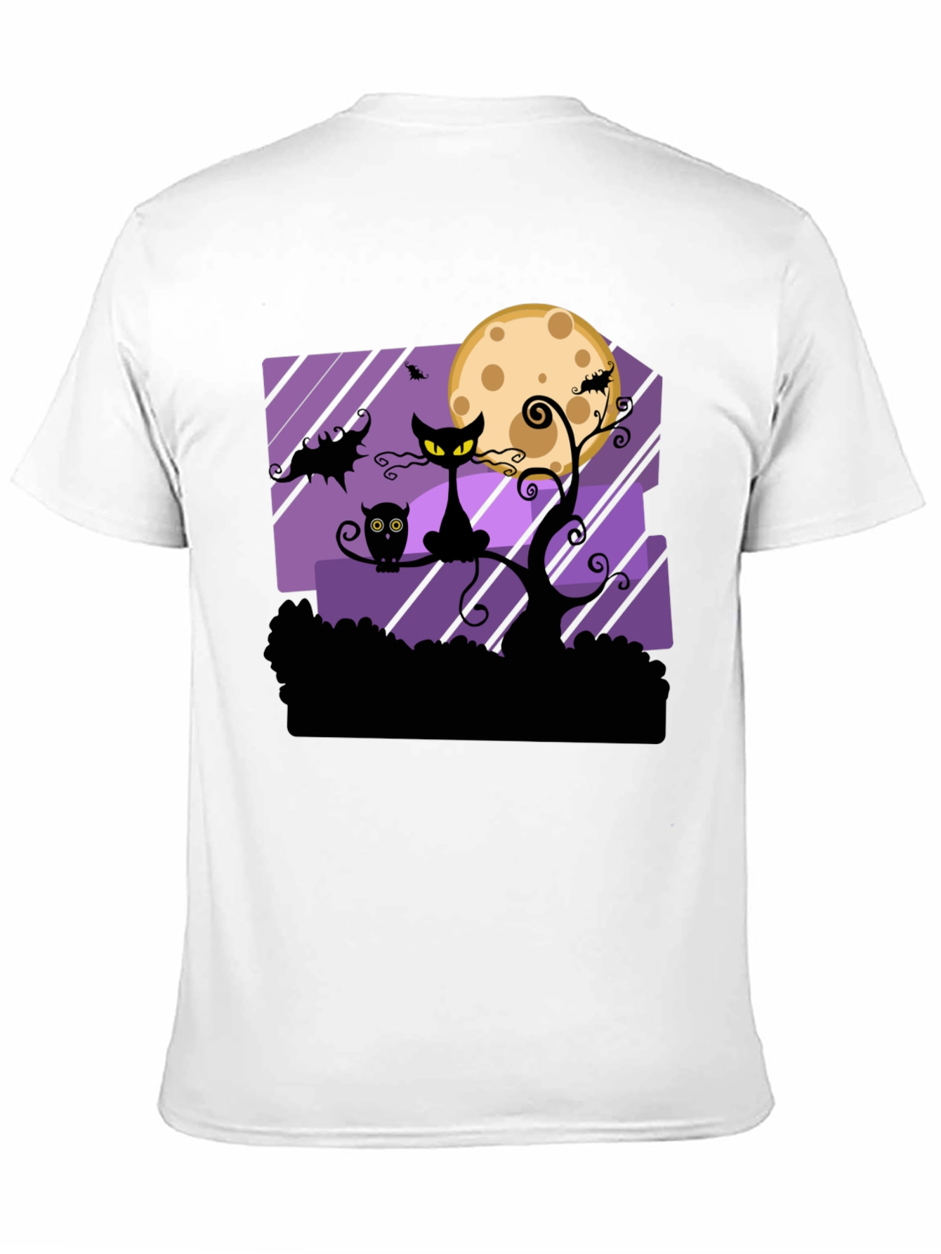 Halloween Black Cat & Moon Graphic T-Shirt