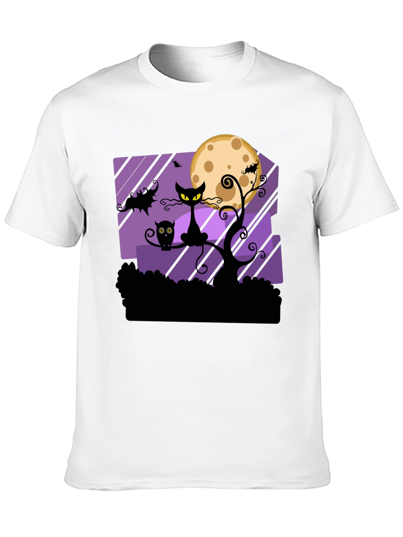 Halloween Black Cat & Moon Graphic T-Shirt