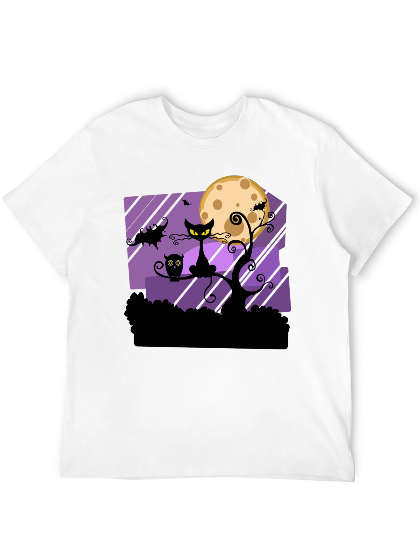 Halloween Black Cat & Moon Graphic T-Shirt