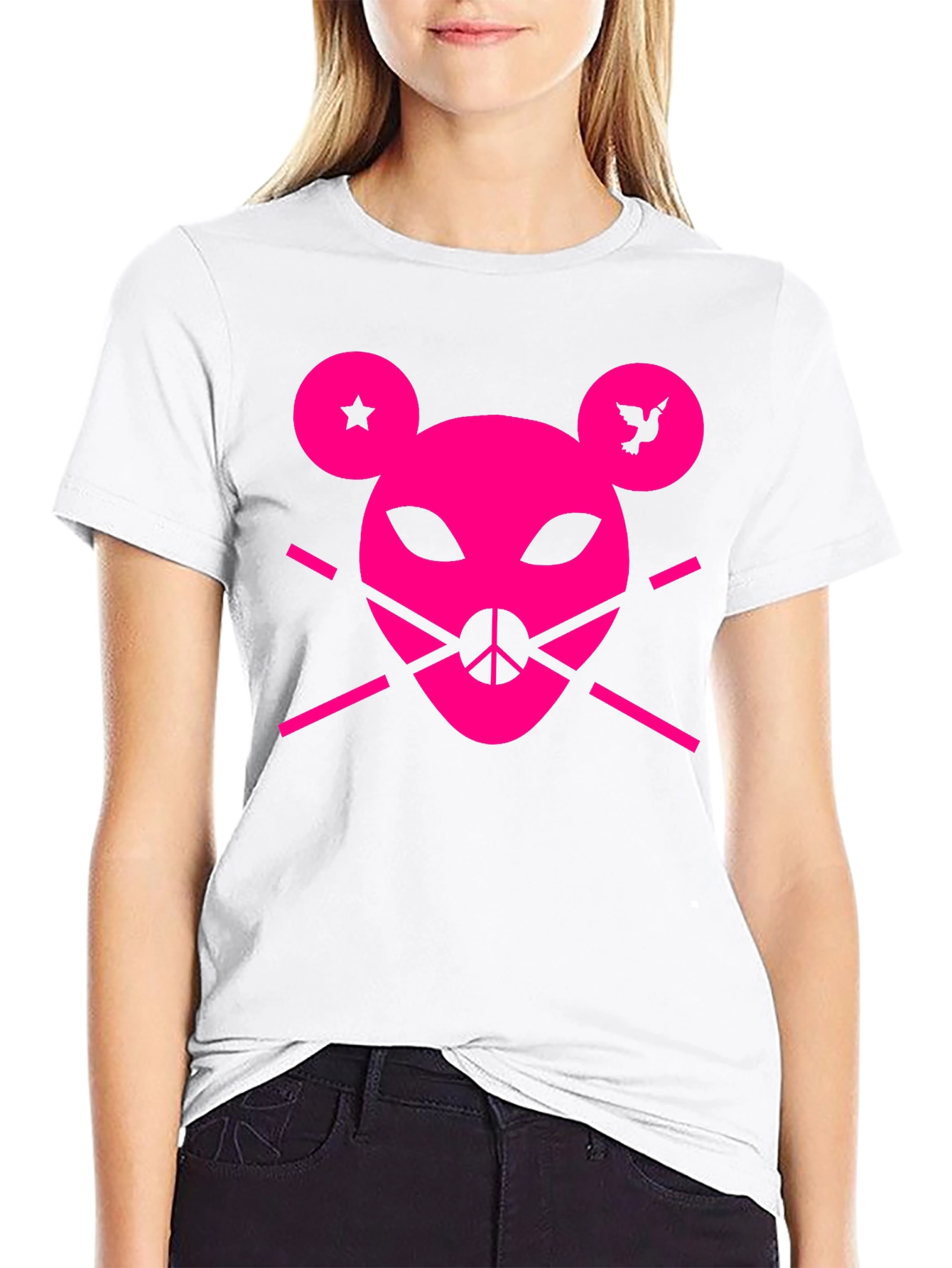 Peace Punk Graphic Tee - Black Cotton T-Shirt