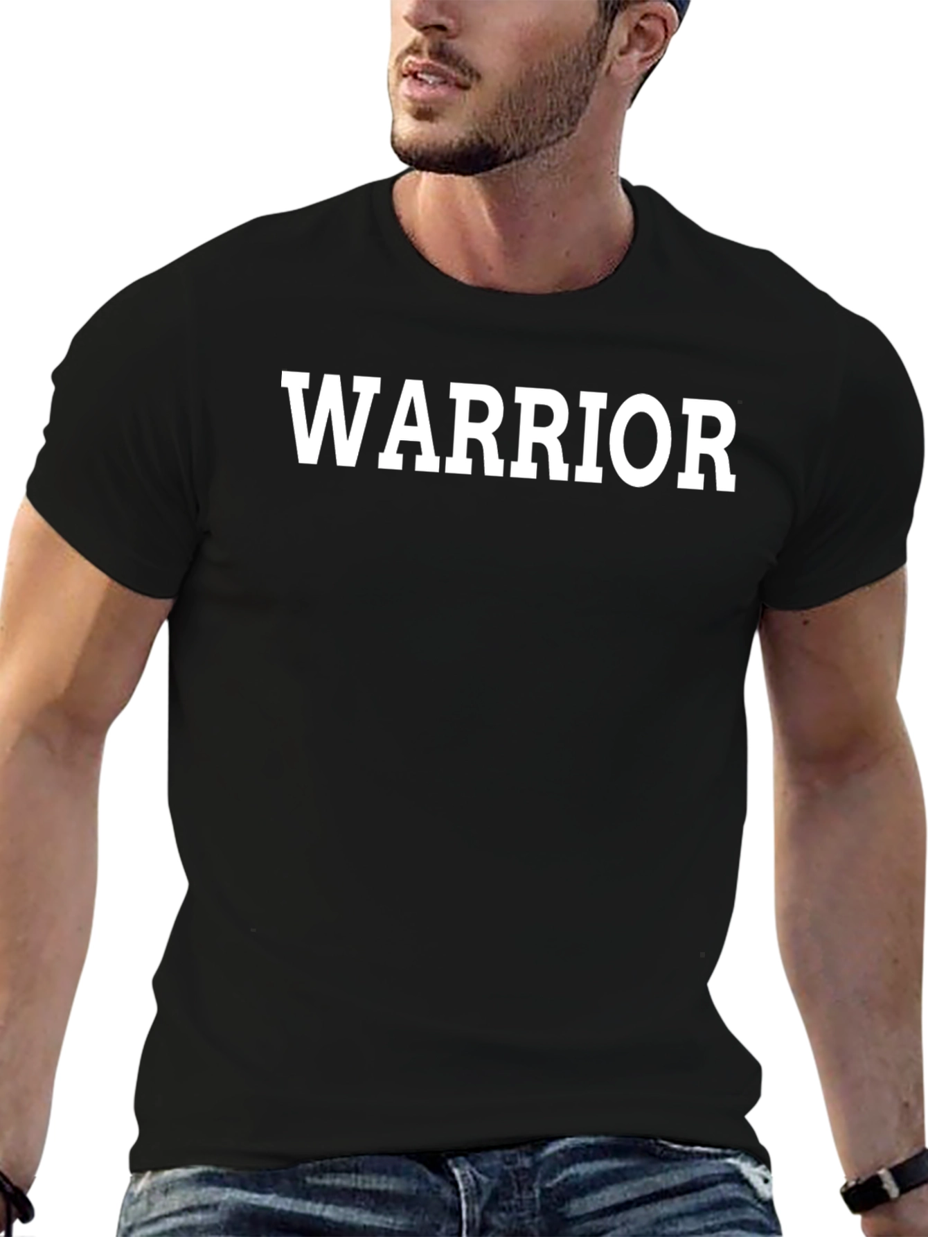 Warrior Black Cotton T-Shirt - Bold Statement Tee