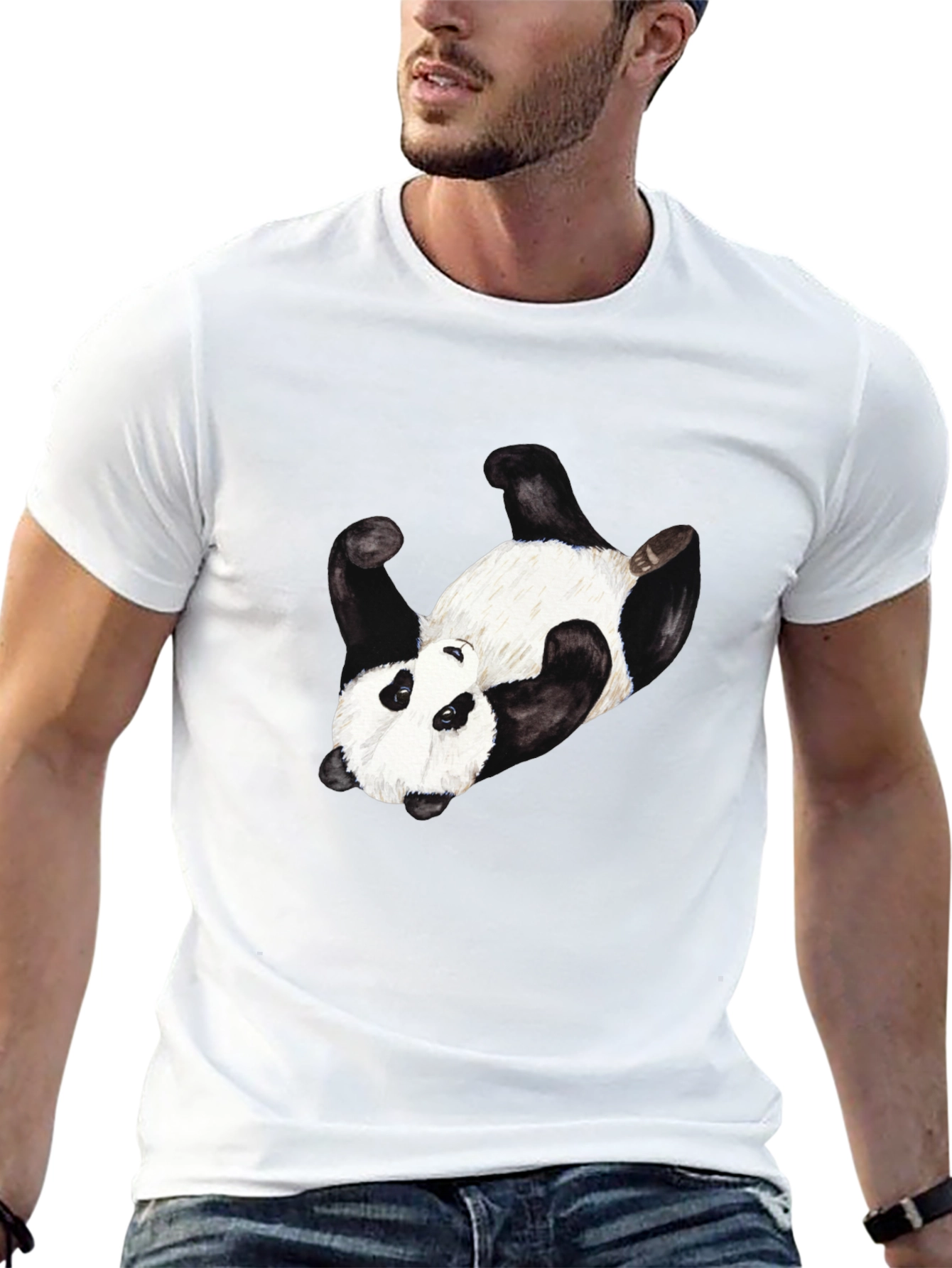 Upside Down Panda Black T-Shirt