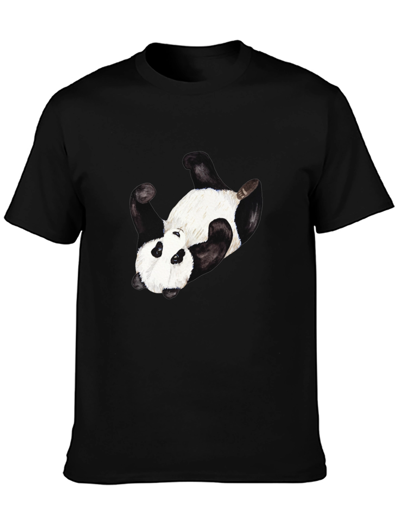 Upside Down Panda Black T-Shirt